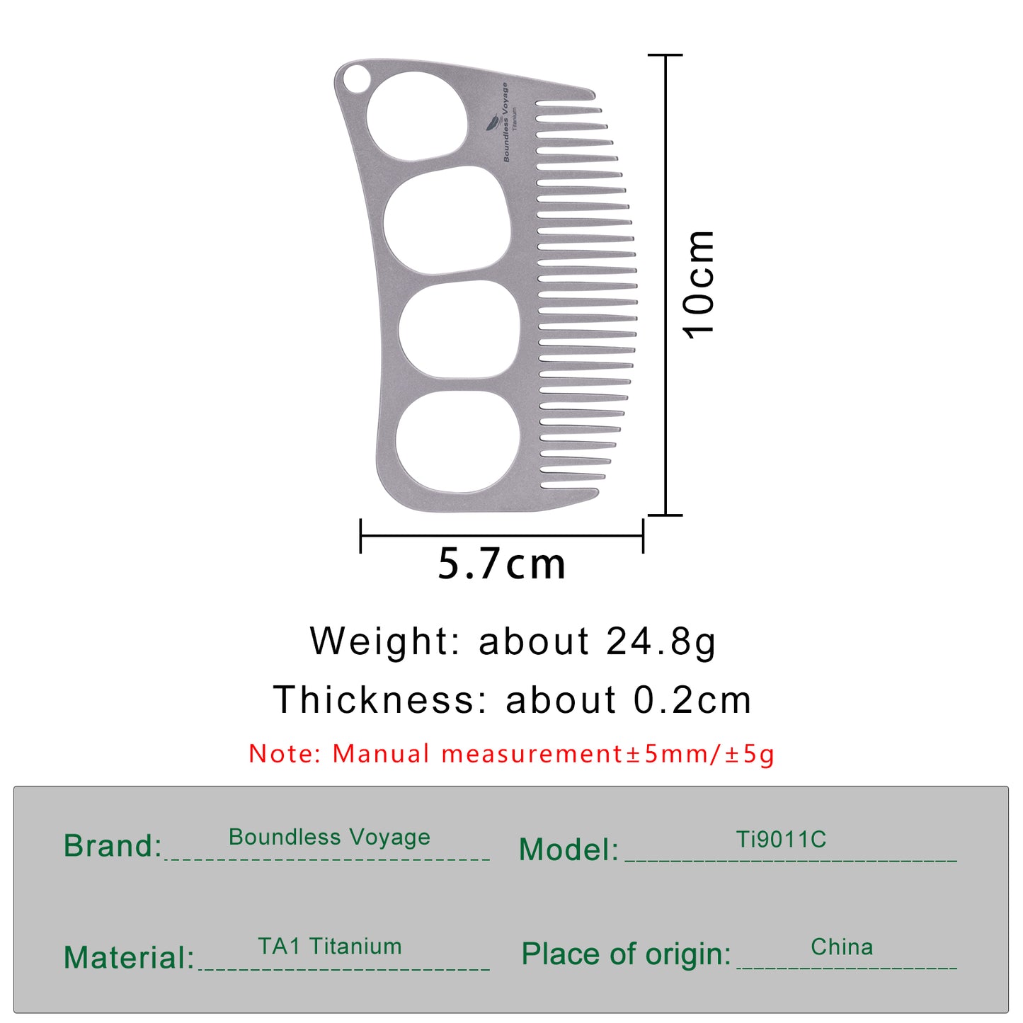 Boundless Voyage Titanium Crescent Hair & Beard Comb – Lightweight Unisex Grooming Tool for Home & Travel