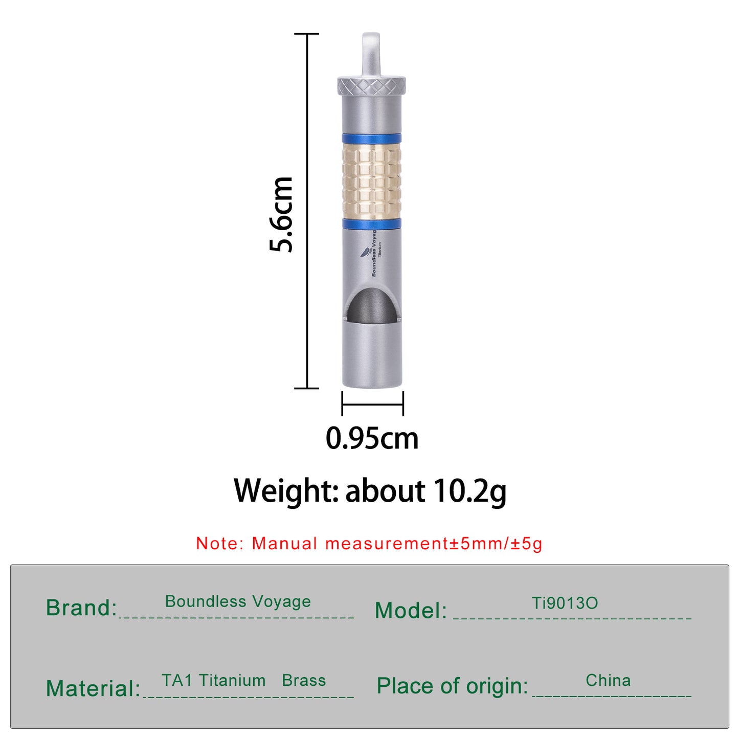 Boundless Voyage Titanium Whistle – Ultralight Emergency Safety Whistle with Lanyard for Camping, Hiking, Sports & Keychain EDC