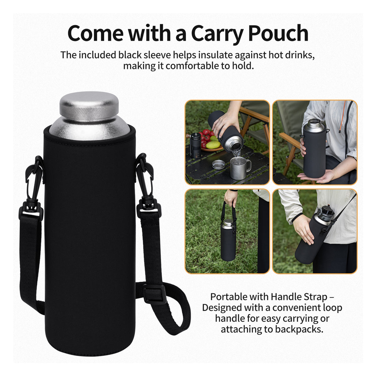 Boundless Voyage 1500ml Titanium Water Bottle – Lightweight Leak-Proof 1.5L Bottle with 2 Lids for Camping, Hiking, Travel & Gym