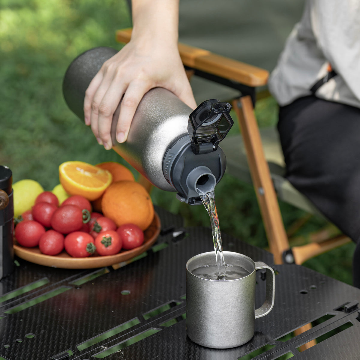 Boundless Voyage 1500ml Titanium Water Bottle – Lightweight Leak-Proof 1.5L Bottle with 2 Lids for Camping, Hiking, Travel & Gym