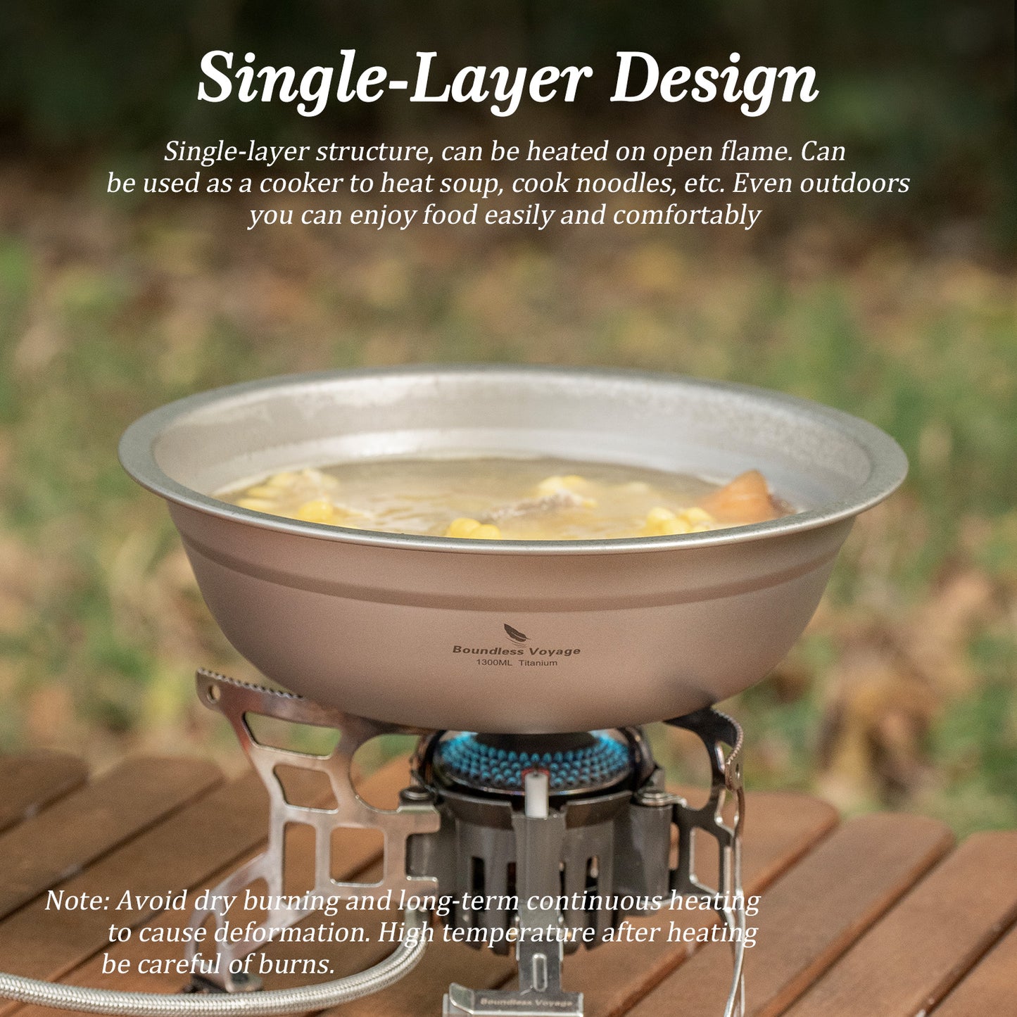 Boundless Voyage 500ml Titanium Bowl – Ultralight Camping Rice, Soup & Salad Bowl for Hiking, Travel & Outdoor Dining
