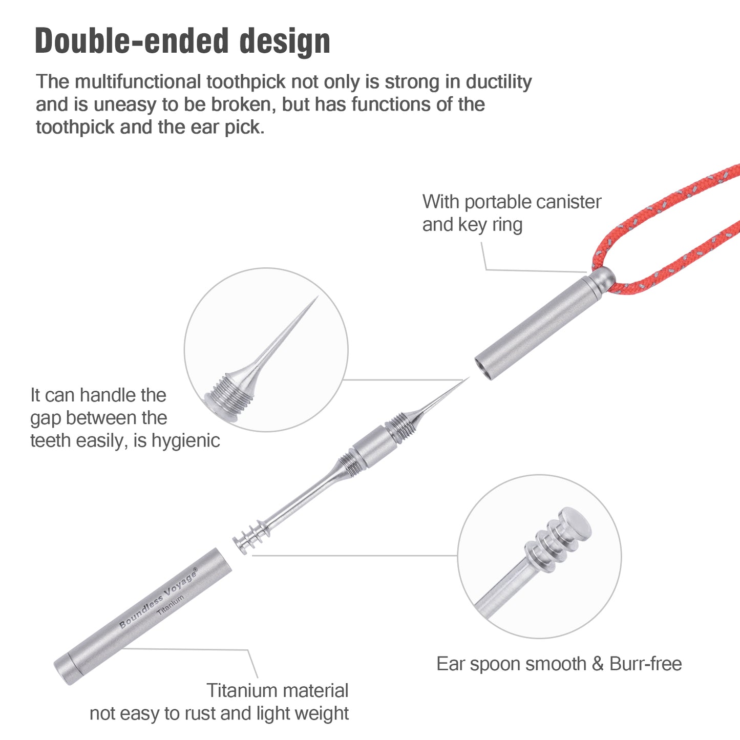 Boundless Voyage Titanium Toothpick Holder – Mini Portable EDC Toothpick Case & Multi-Use Tool for Travel & Outdoor