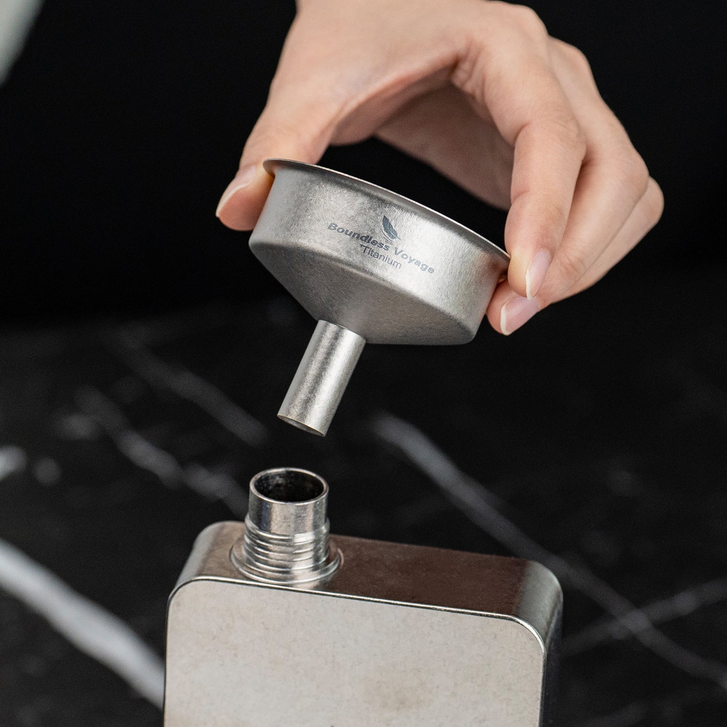 Boundless Voyage Ultralight Titanium Funnel | Food-Grade Portable Pouring Tool for Hip Flasks & Water Bottles | Mini Liquid & Powder Filter for Camping, Travel & Home Use
