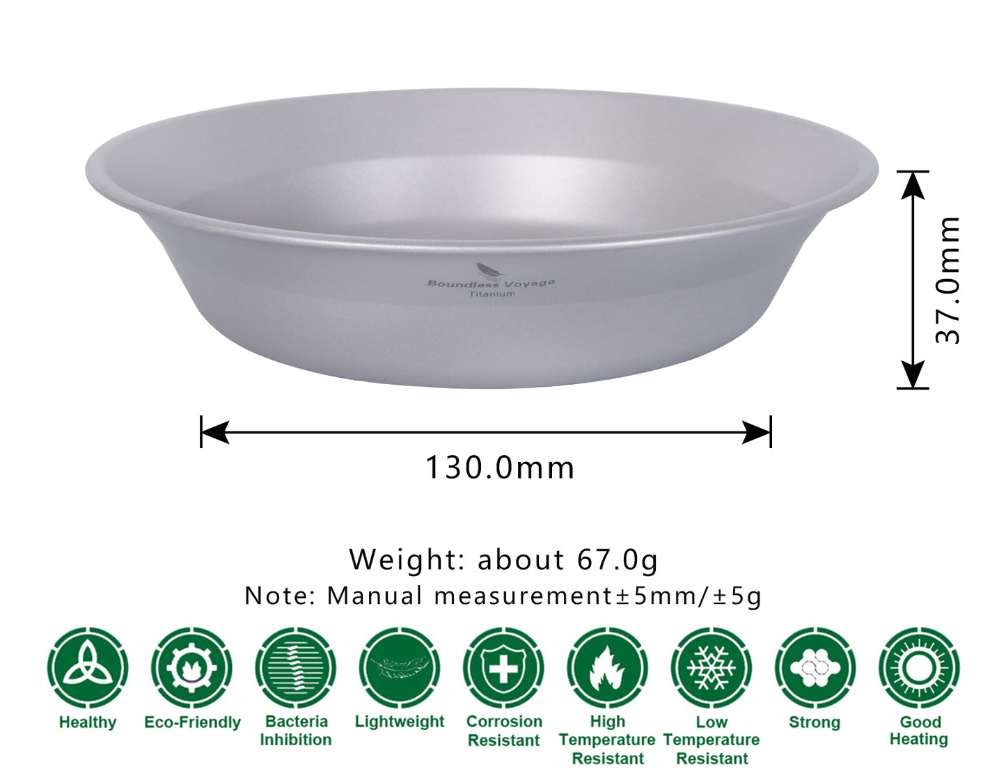 Boundless Voyage Titanium Pan Bowl Set with Carry Bag Outdoor Camping Dish Plate Tableware