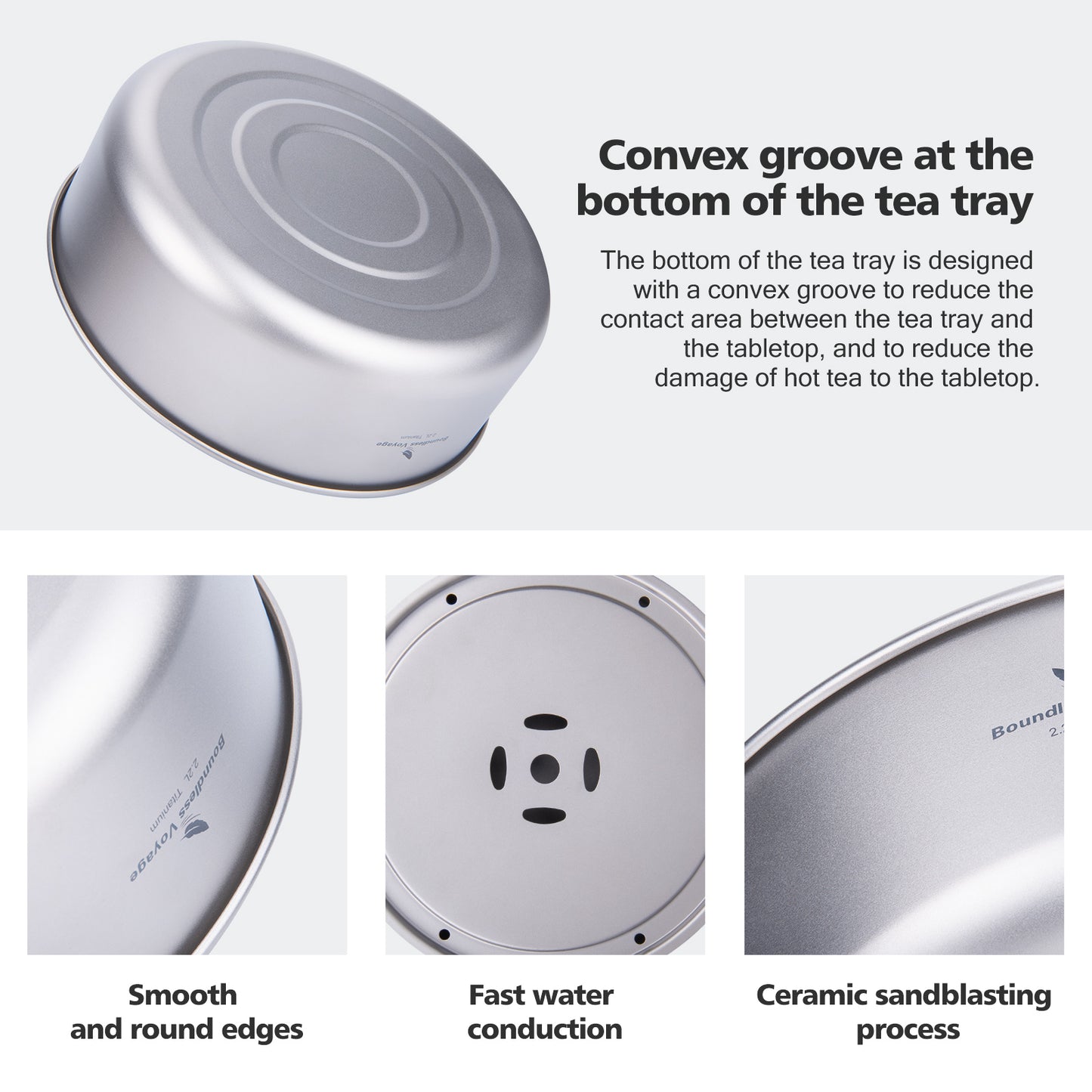Boundless Voyage Titanium Tea Tray with Drainage – Portable Tea & Coffee Serving Tray for Travel, Home, Office & Outdoor Brewing