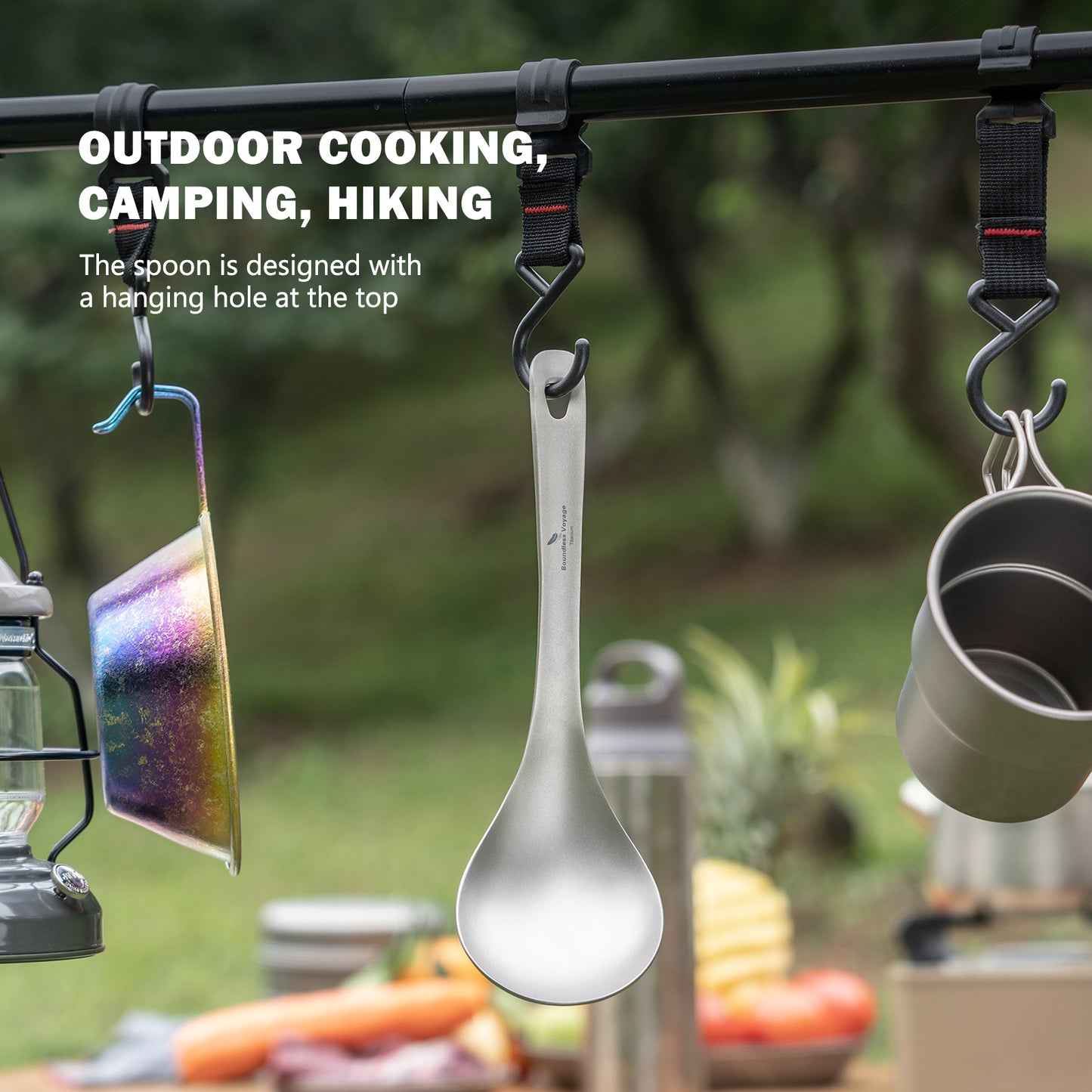 Boundless Voyage Titanium Serving Spoon 21.5cm – Large Ultralight Cooking Spoon for Camping, Outdoor Kitchen & Food Serving