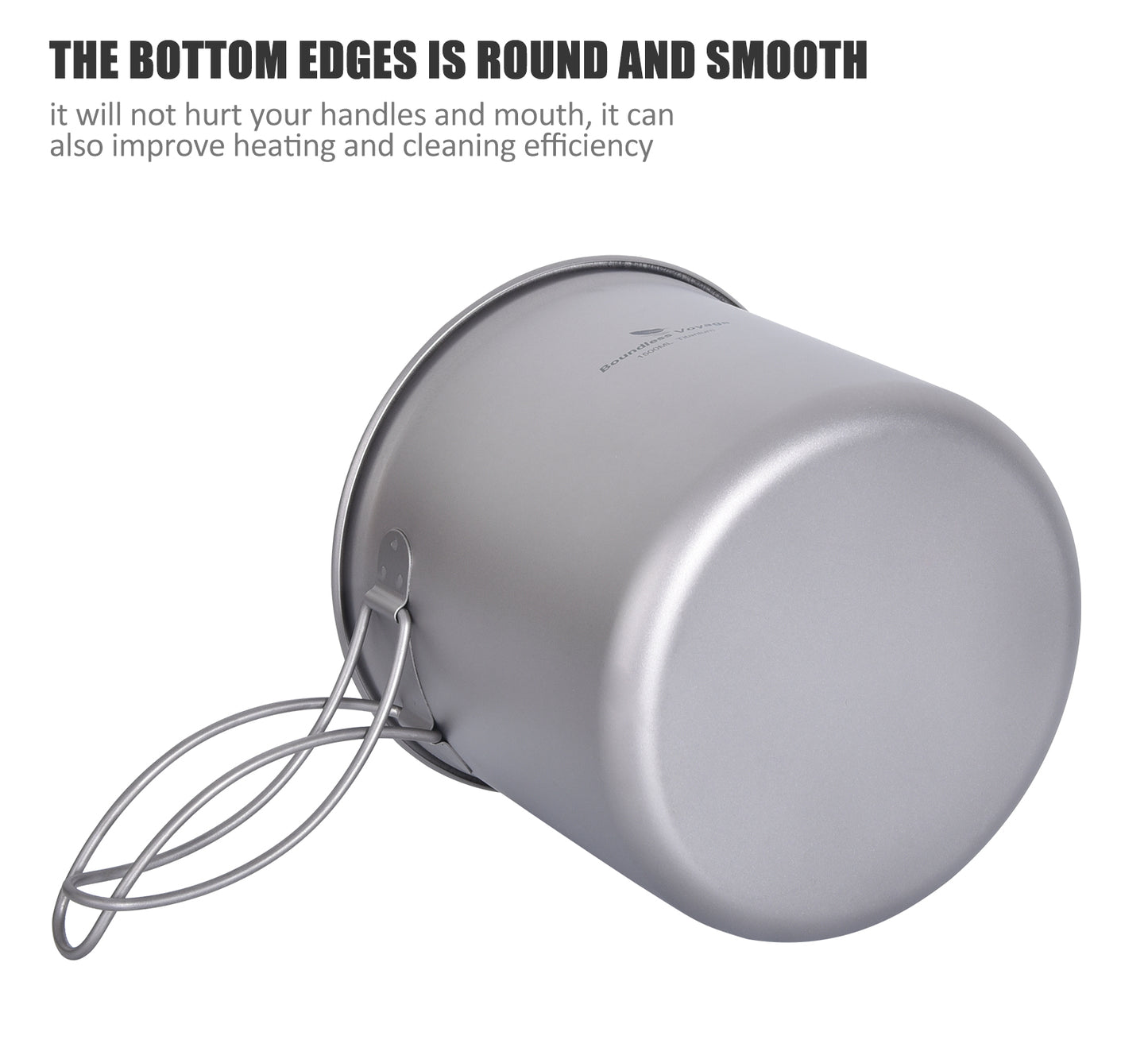 Boundless Voyage Titanium Pot Pan Set 400ml+500ml+1100ml+1500ml– Ultralight Camping Cookware (1100ml / 1500ml), Nesting TA1 Titanium Mug Plate Set for Backpacking & Hiking