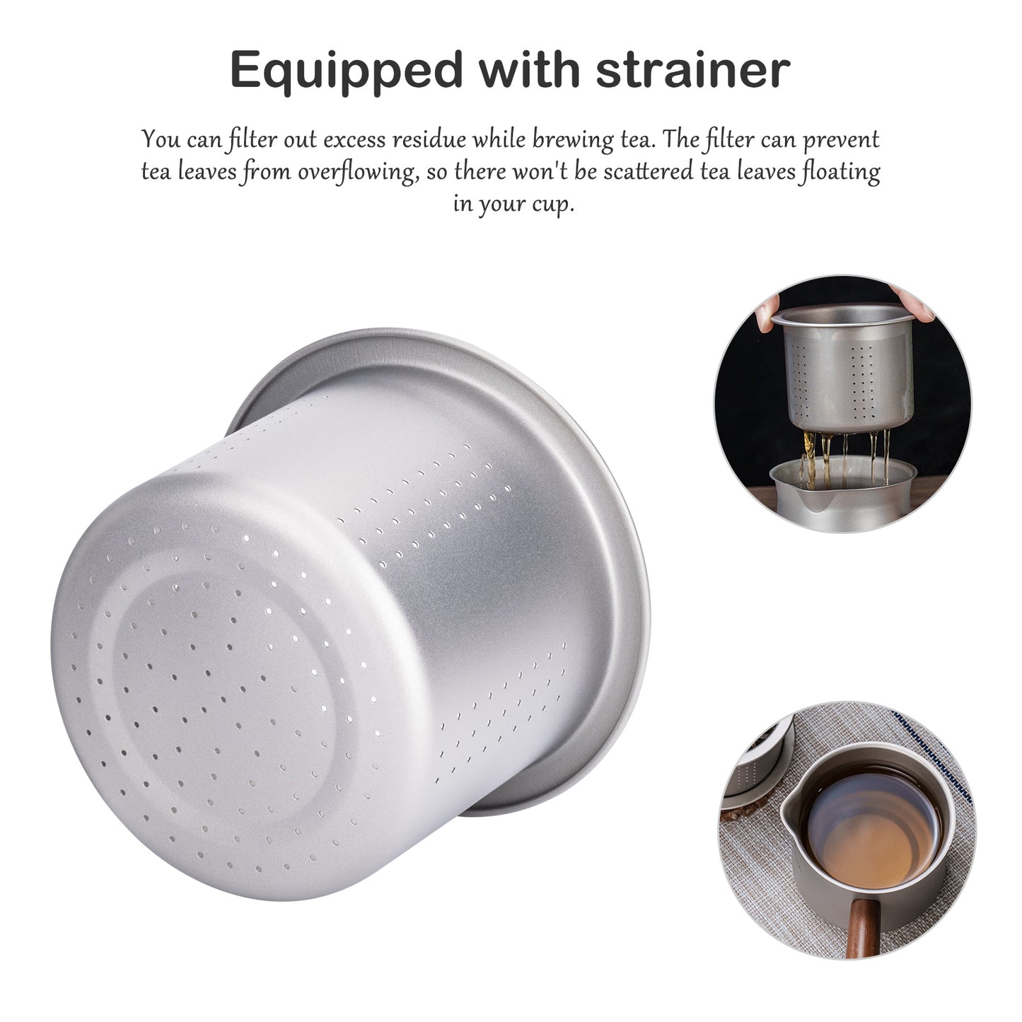 Boundless Voyage 380ML Titanium Cup with Strainer Mini Teacup Single Layer with Wooden Handle Ultralight Outdoors for Camping Hiking Water Cup