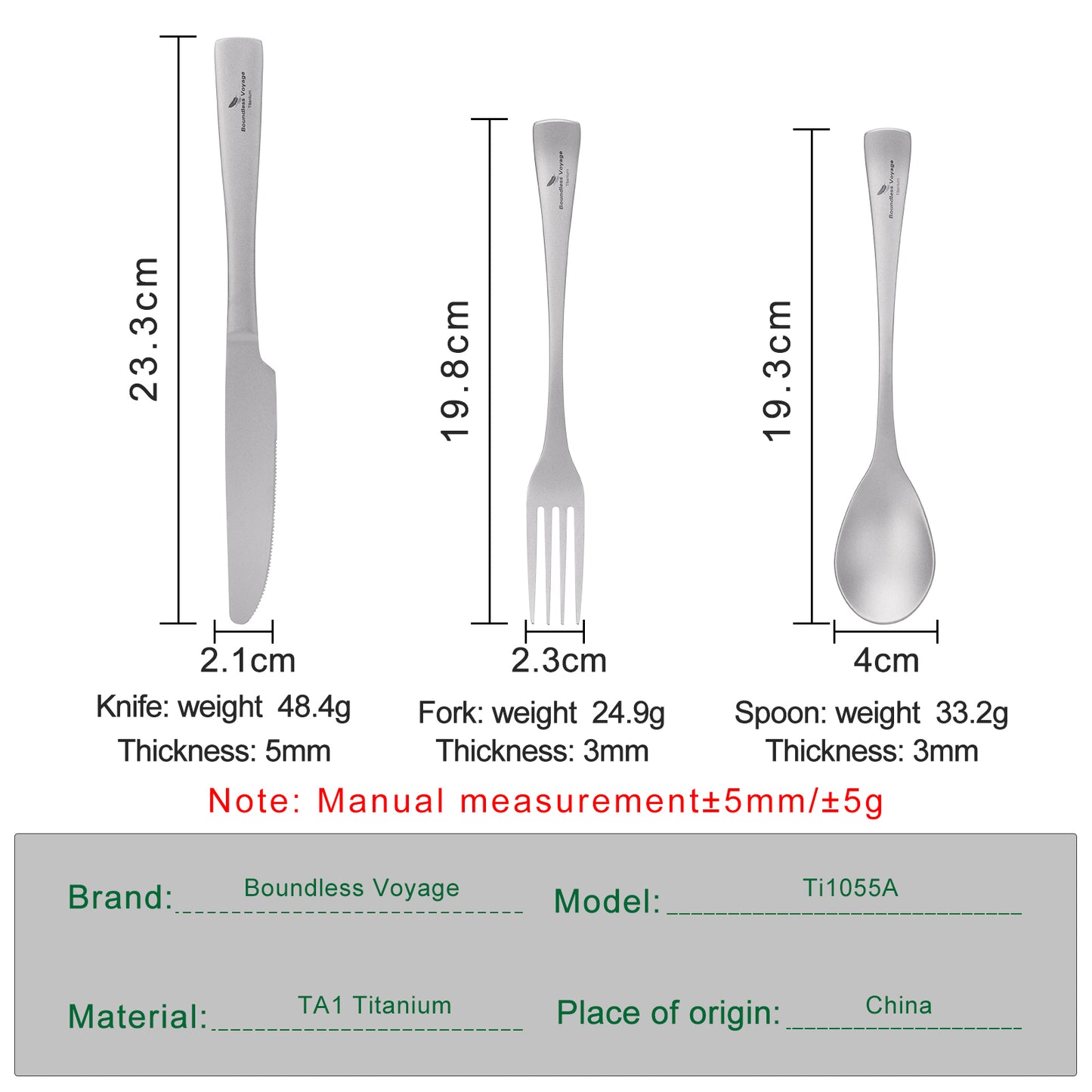 Boundless Voyage Titanium Flatware Set – Portable Outdoor Knife Fork Spoon Kit for Camping, Backpacking & Everyday Use
