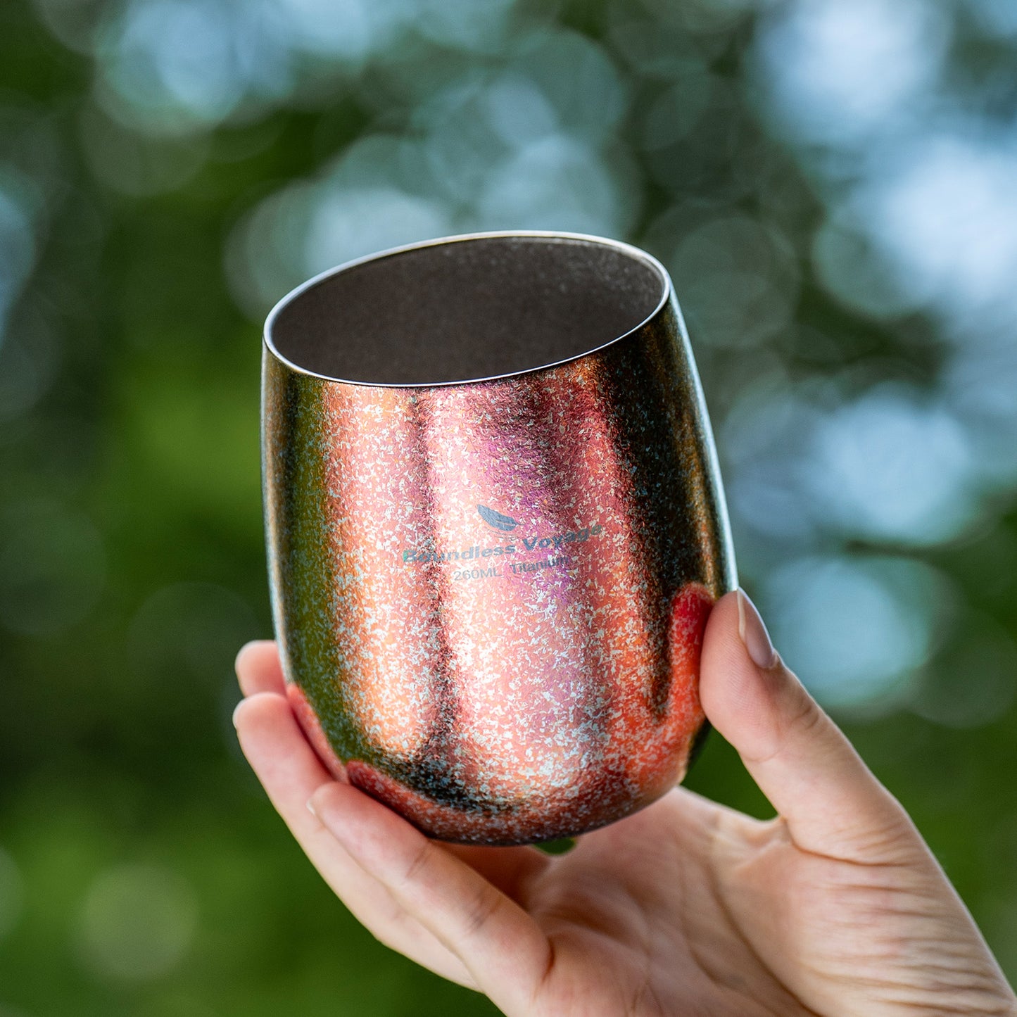 Boundless Voyage Titanium Double-Wall Cup – Ultralight TA1 Camping Coffee Mug for Travel, Hiking & Outdoor Use