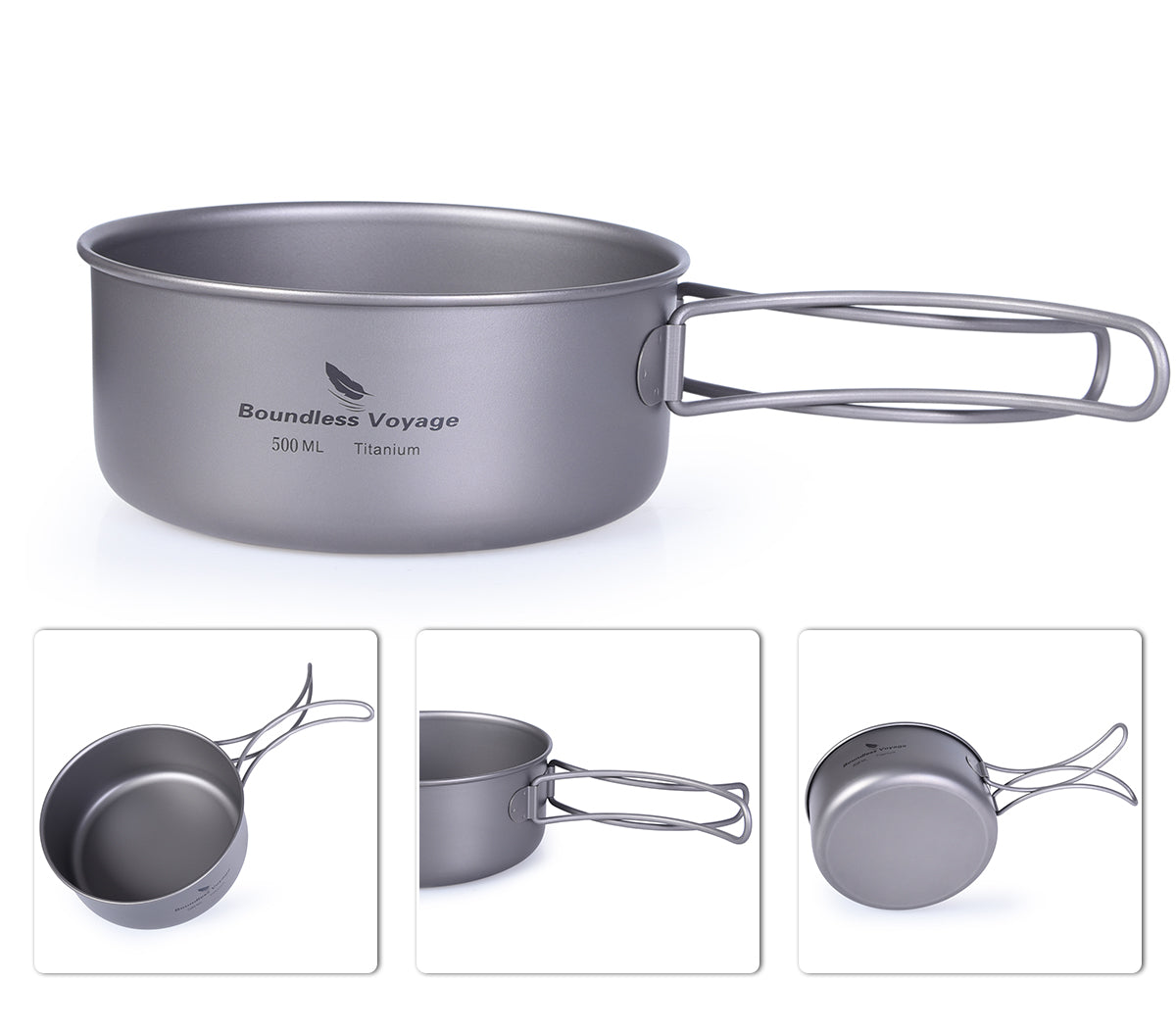 Boundless Voyage Titanium Pot Bowl with Titanium Folding Handle Outdoor Camping Picnic Cookare Tableware Set 1000ml