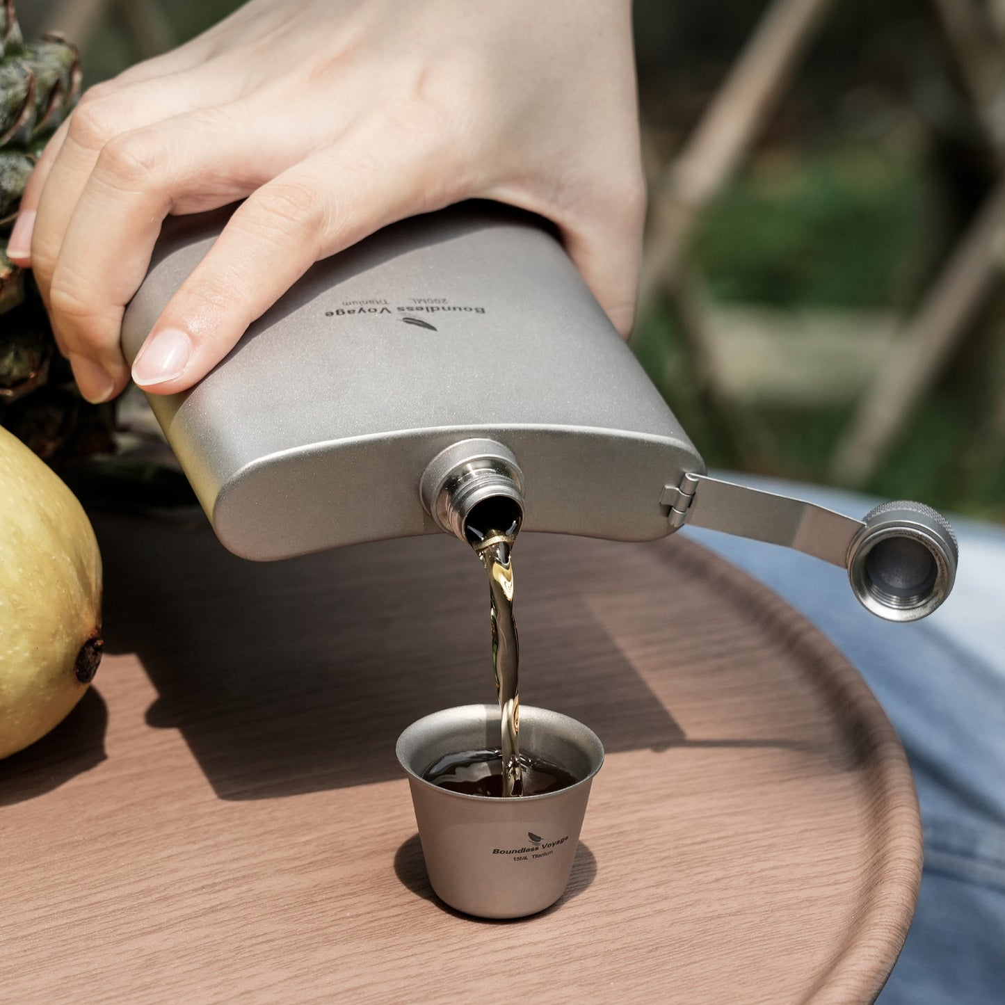 Boundless Voyage 7oz Titanium Flask – Ultralight 200ml Pocket Liquor Bottle, Pure TA1 Titanium, Leakproof Travel Hip Flask for Camping, Hiking & Outdoor Adventures