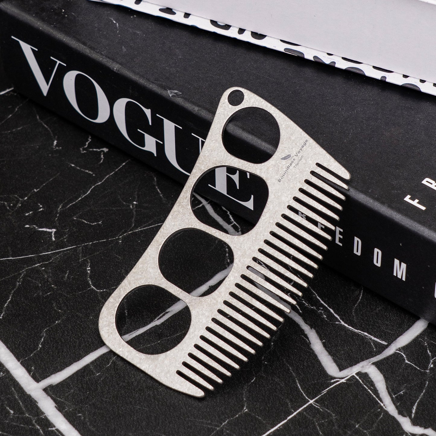 Boundless Voyage Titanium Crescent Comb – Hair & Beard Pocket Comb for Travel, EDC & Everyday Grooming