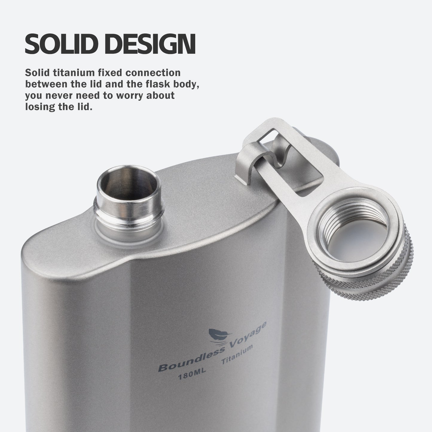 Boundless Voyage Titanium Hip Flask 180ml Rust-Free Ultralight Small Liquor Flask Bottle for Whiskey Vodka Wine Outdoor Portable Travel Outdoor