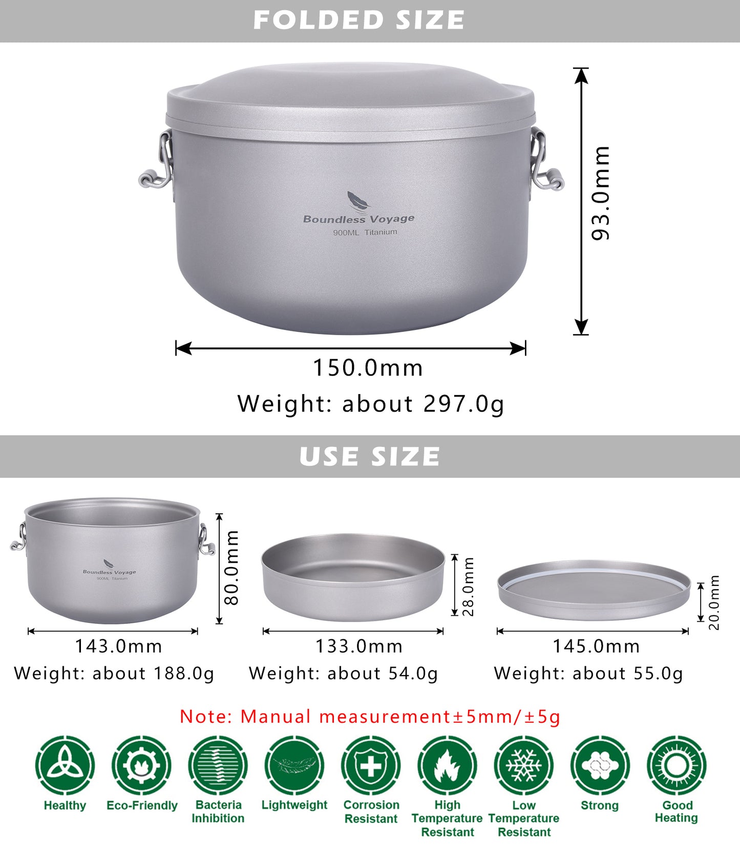 Boundless Voyage Outdoor Titanium Lunch Box Salad Soup Bowl with Lid Daily Separated Multi-layer Office Worker Bento Box Uncoated