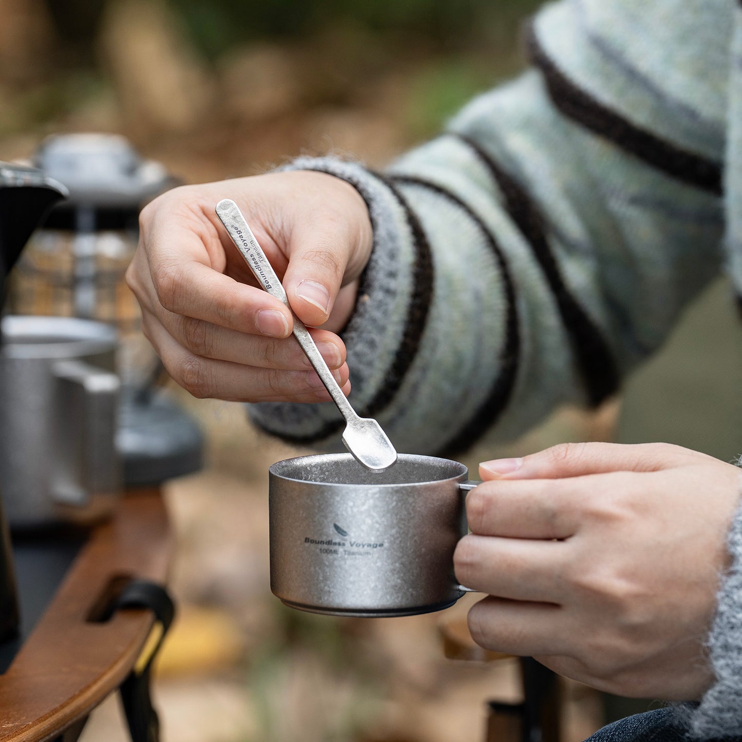 Boundless Voyage Titanium Double-Walled Coffee Cup 100ml – Ultralight Insulated Espresso Mug for Camping, Hiking & Home Use