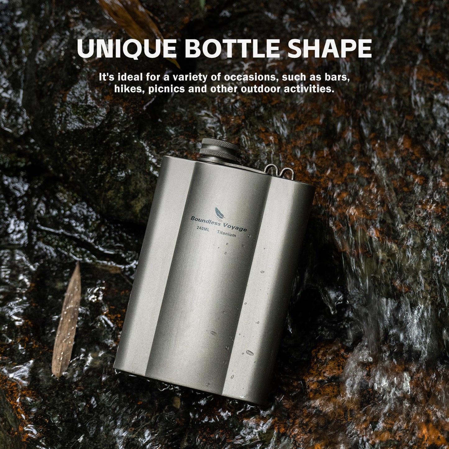 Boundless Voyage Titanium Flask 240ml+funnel Rust-Free Ultralight Small Liquor Flask Bottle for Whiskey Vodka Wine Outdoor Portable Travel Outdoor