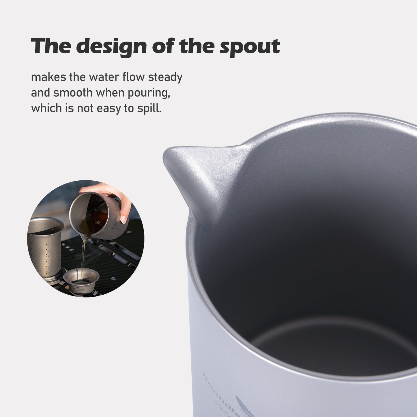 Boundless Voyage 400ml Titanium Double-Layer Tea Maker | Anti-Scald Insulated Teapot with Filter | Lightweight Double-Walled Tea Mug for Camping