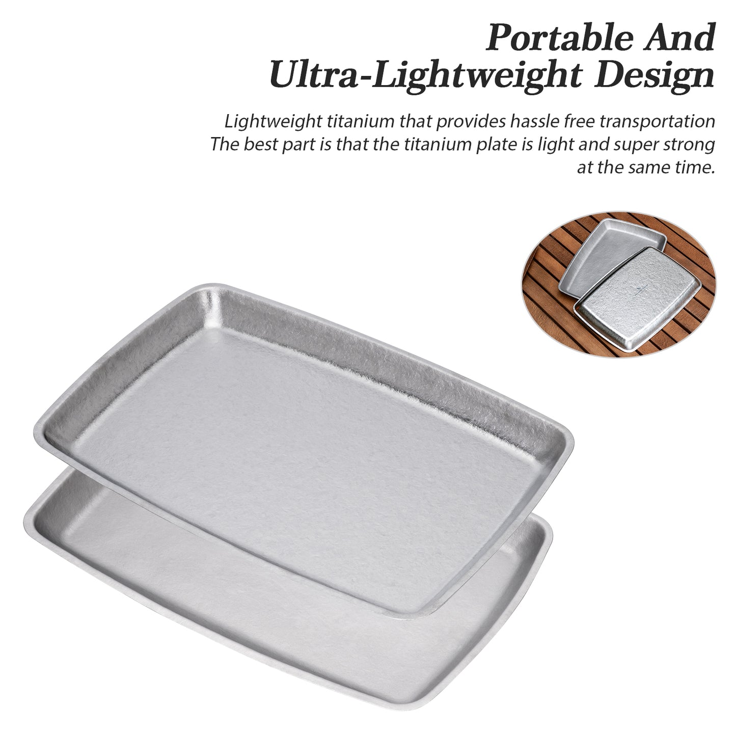 Boundless Voyage 27.7cm Titanium Square Plate | 186g Ultralight Camping Dinner Tray | Heat-Resistant & Dishwasher Safe Outdoor Tableware