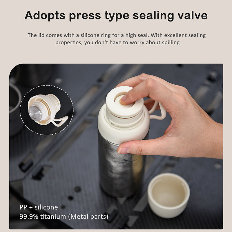Boundless Voyage Titanium 300ml Vacuum Water Bottle Double-Walled Lightweight Coffee Bottle Leak-Proof Sport Bottle for Travel Outdoor Office