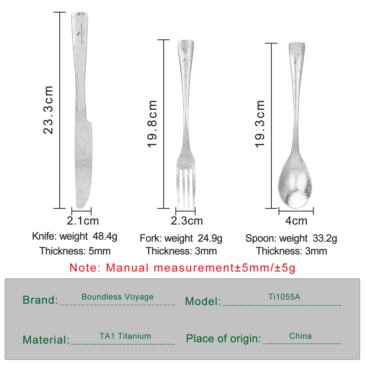 Boundless Voyage Titanium Flatware Set – Portable Outdoor Knife Fork Spoon Kit for Camping, Backpacking & Everyday Use