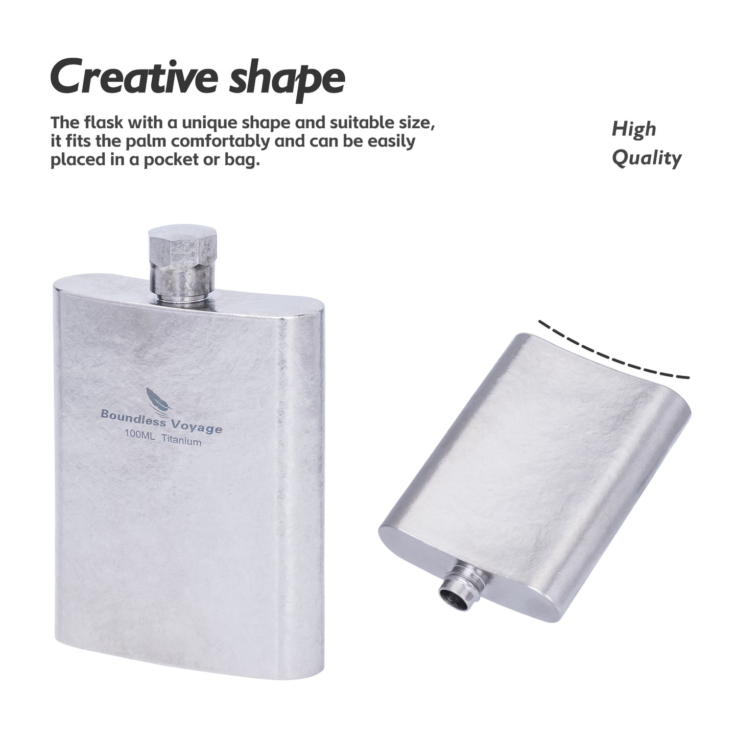 Boundless Voyage 100ml Colorful Titanium Flask – Ultralight Mini Ti Bottle for Whiskey, Wine, Water & Outdoor Travel