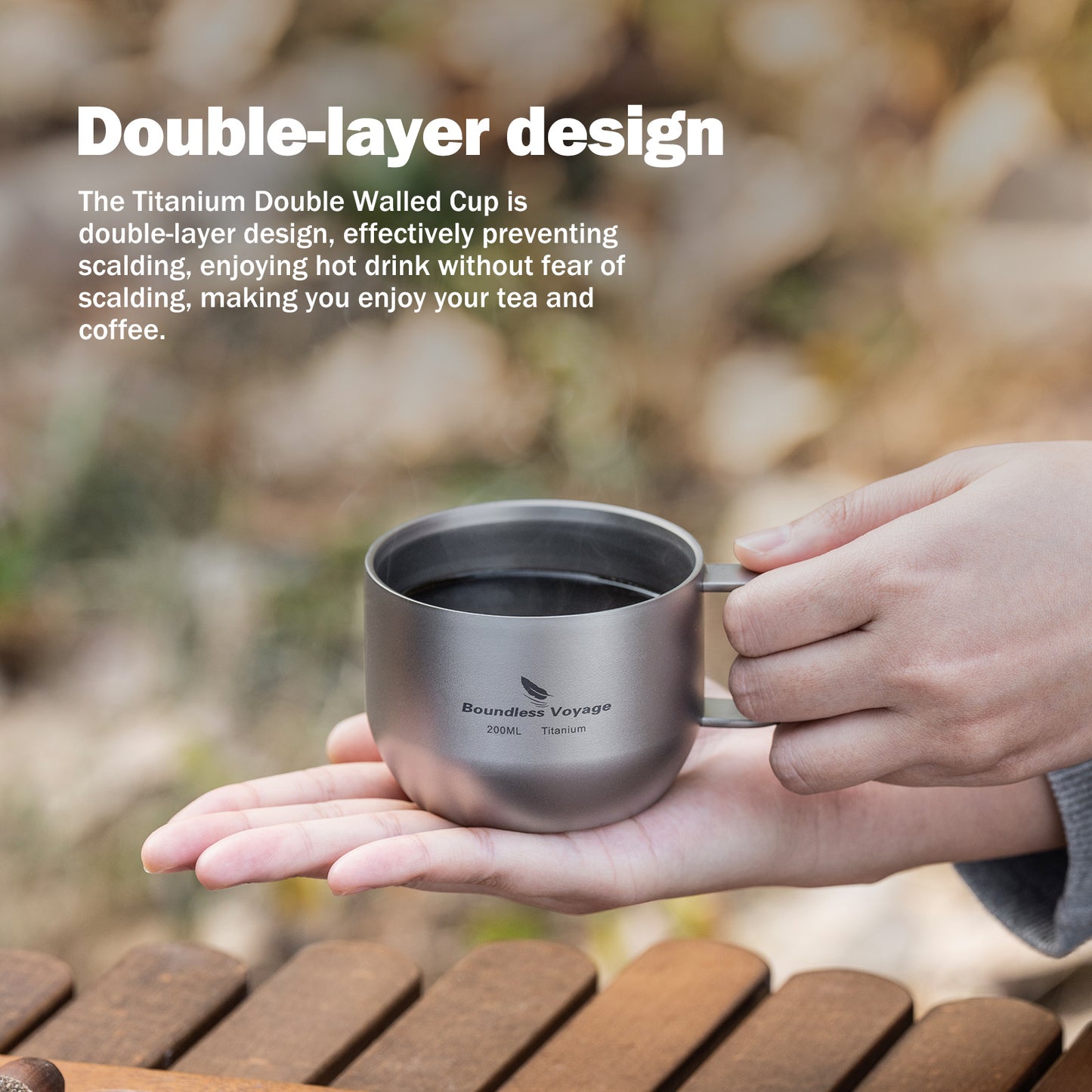 Boundless Voyage  200ml Titanium Double Wall Mug Metal Coffee Tea Cup Mini Espresso Cup Outdoor Camping Travel Ultralight Durable Portable Drinkware