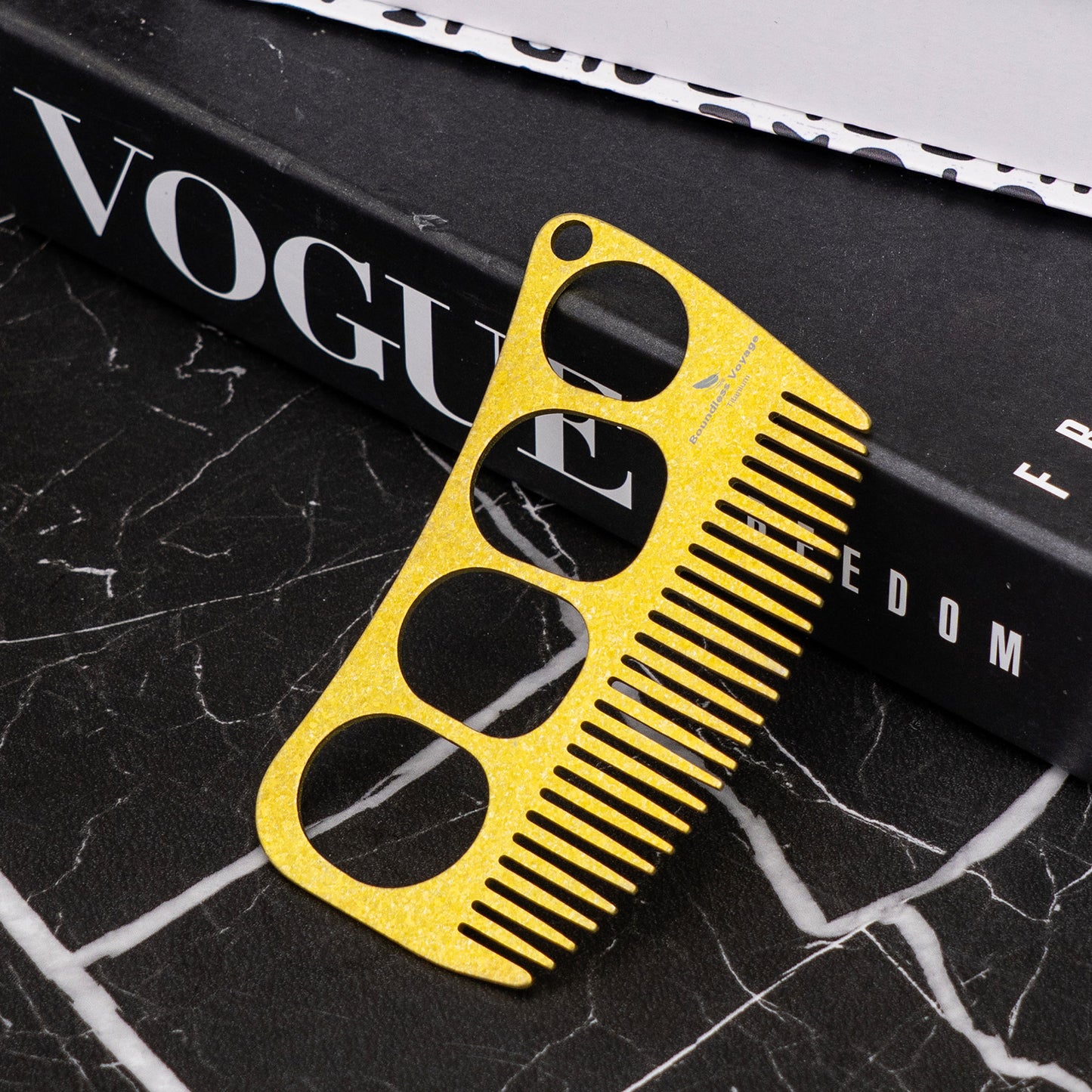 Boundless Voyage Titanium Crescent Comb – Hair & Beard Pocket Comb for Travel, EDC & Everyday Grooming
