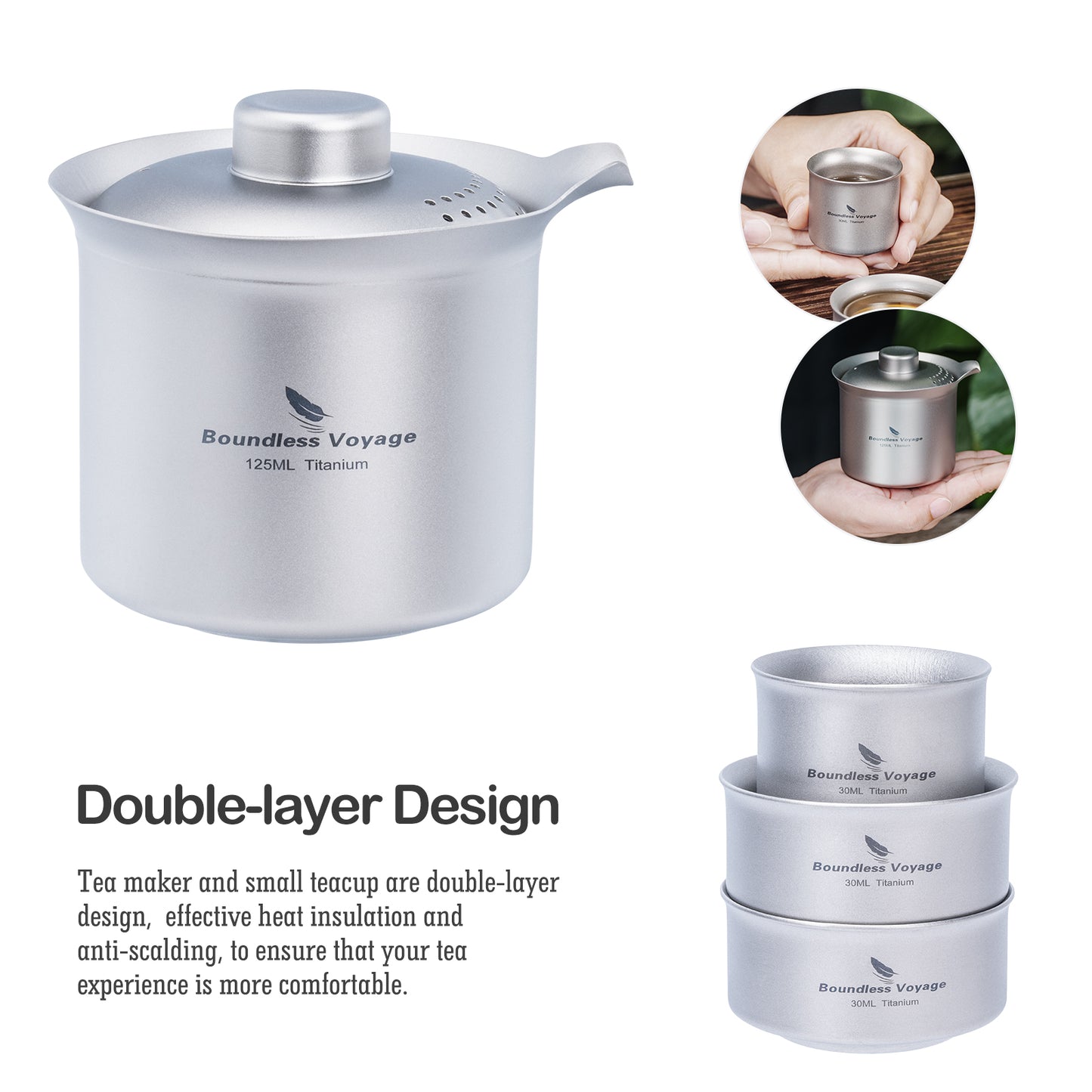 Boundless Voyage Titanium Double-Layer Tea Maker – Ultralight Portable Camping Tea Cup for Outdoor & Travel Brewing