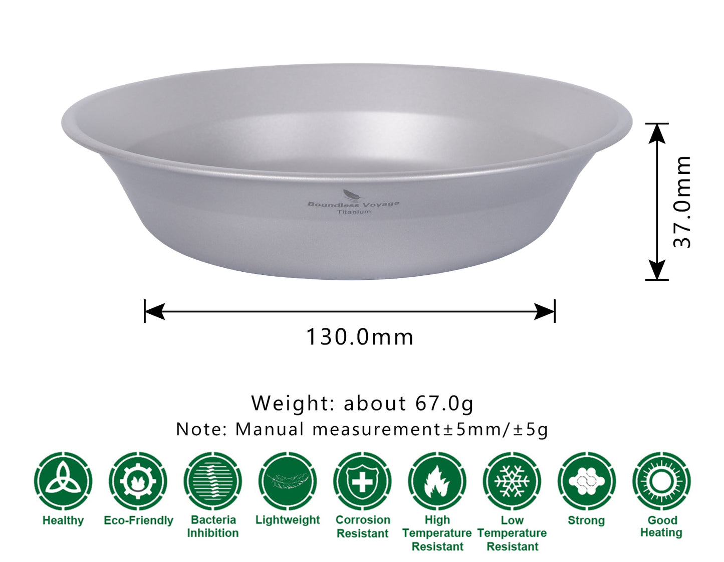 Boundless Voyage Titanium Pan Bowl with Carry Bag – Ultralight Camping Dish Plate for Backpacking, Hiking & Outdoor Dining