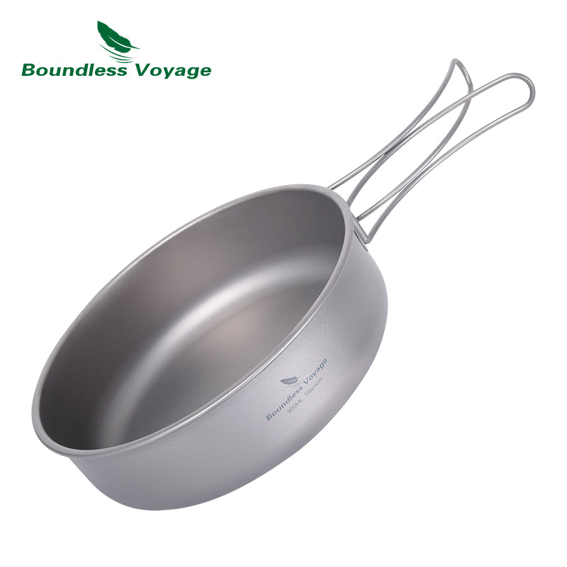 Boundless Voyage Multifunctional Titanium Steamer Soup Pot Frying Pan Set with Lid Outdoor Camping Wok Tea Tray Saucepan Mess Kit