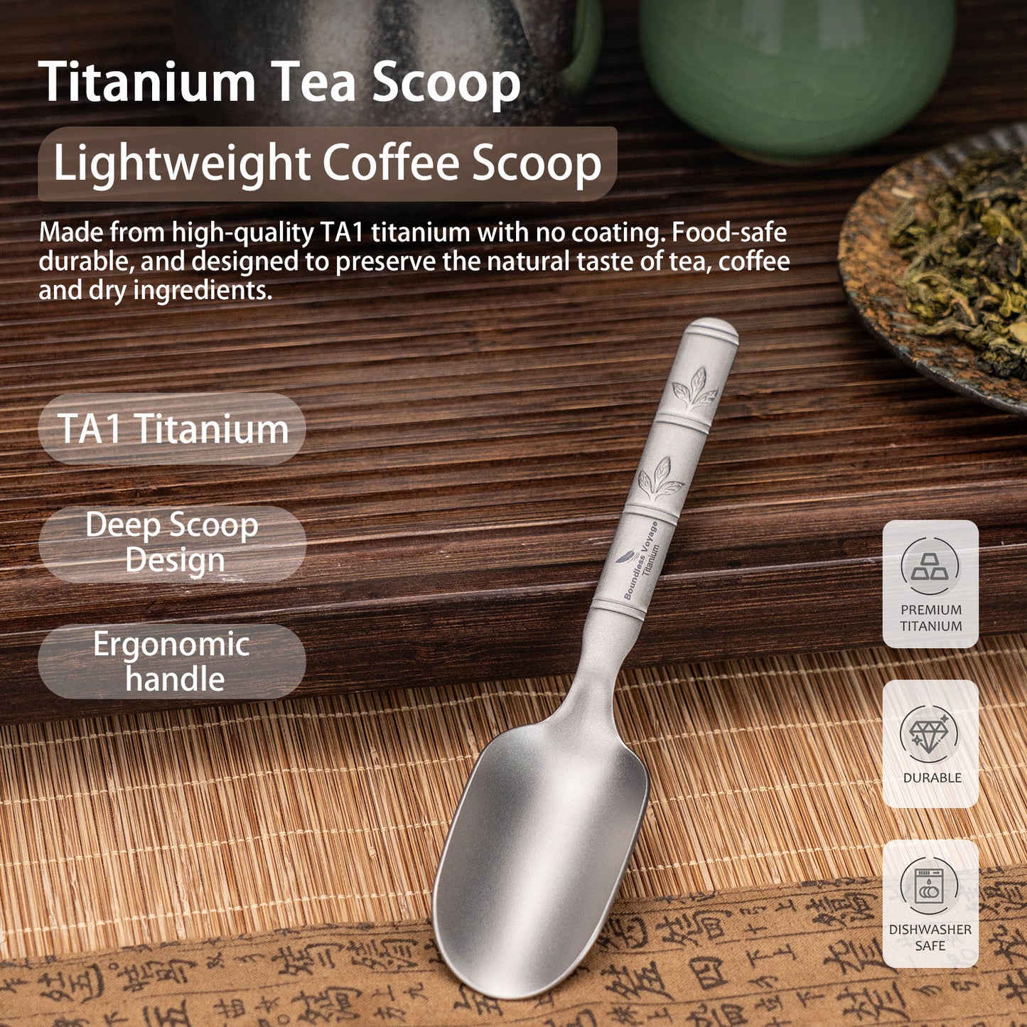 Boundless Voyage TA1 Titanium Spoon 2PCS– Ultralight Portable Camping Spoon for Hiking, Backpacking, Travel & Everyday Use