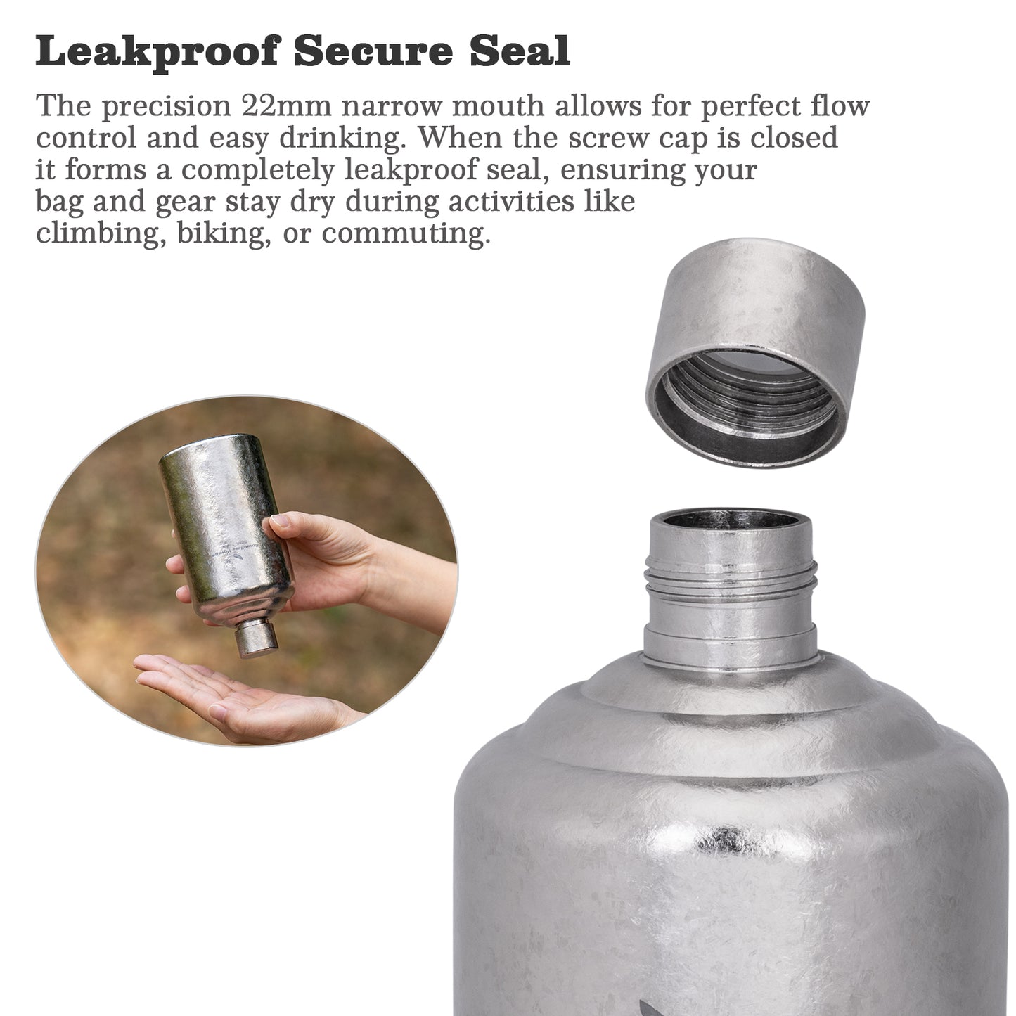 Boundless Voyage 500ml Pure Titanium Hip Flask | Ultralight Leakproof Whiskey & Spirit Bottle | Coating-Free Healthy Liquor Flask for Camping, Hiking & Travel