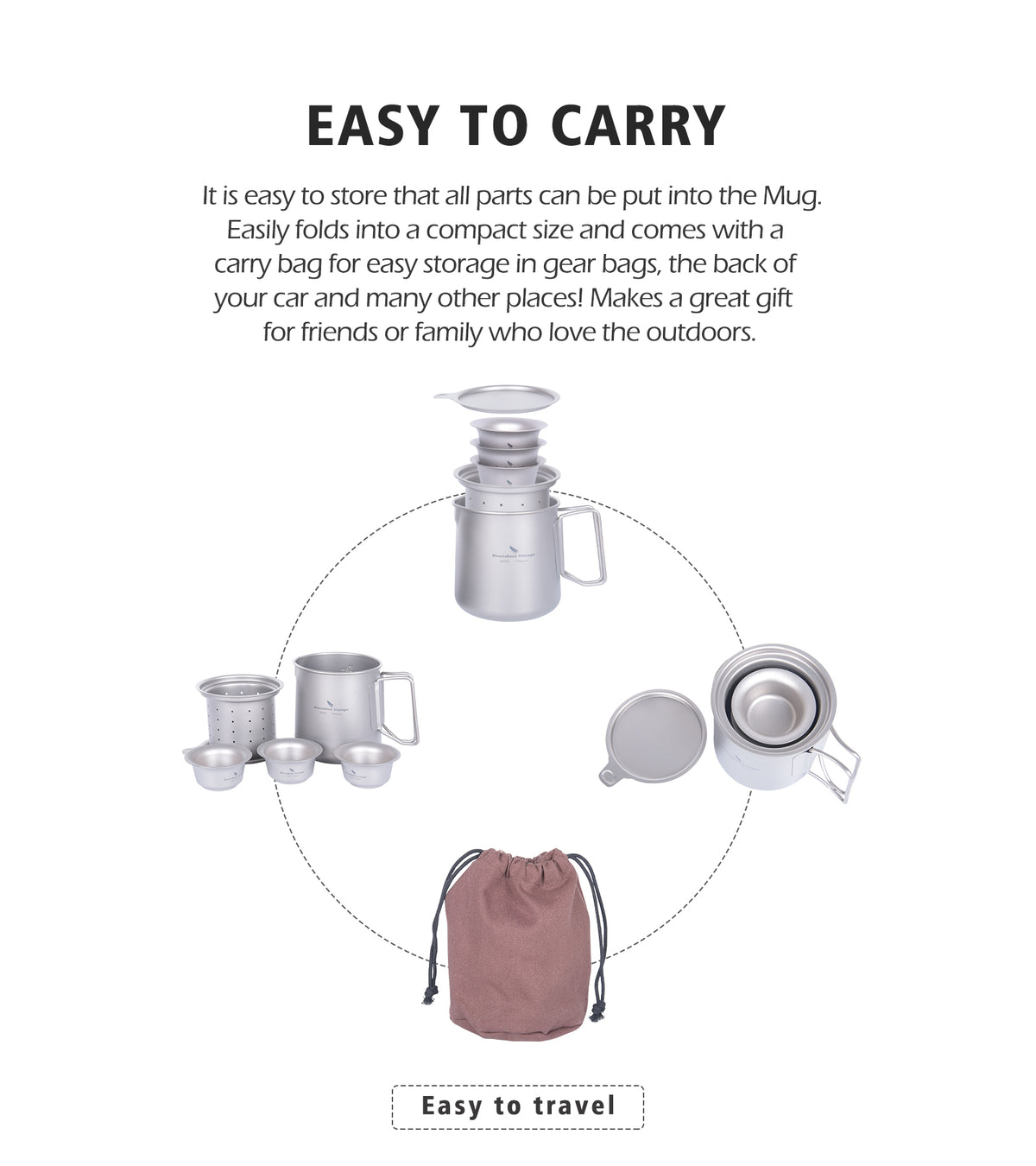 Boundless Voyage 500ml Titanium Camping Cup Set with 3 Mini Cups – Ultralight Tea & Coffee Set for Camping, Hiking & Travel