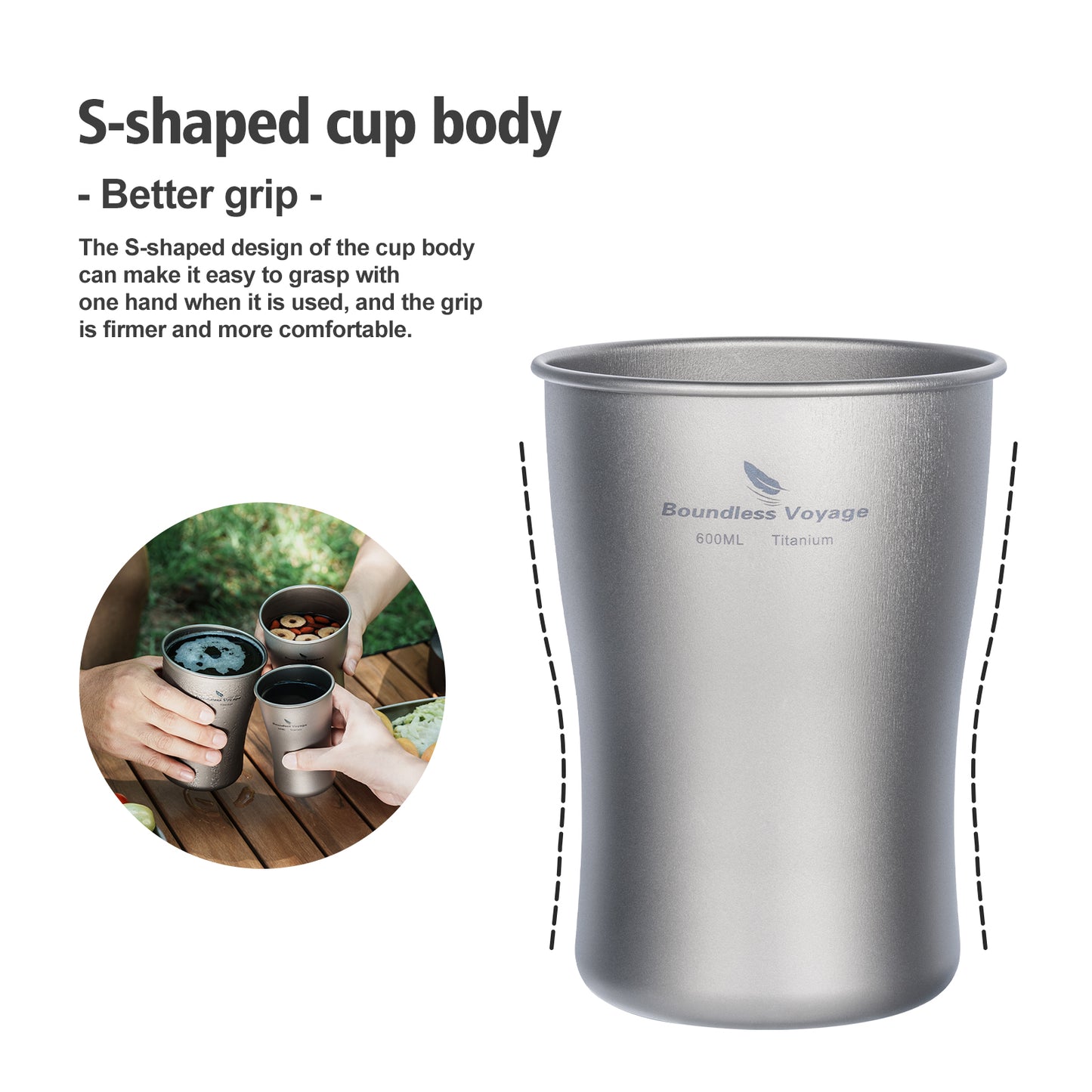 Boundless Voyage Titanium Beer Mugs Ultralight Coffee Tea Juicy Cups for Outdoor Camping Picnic 240ml 380ml 600ml