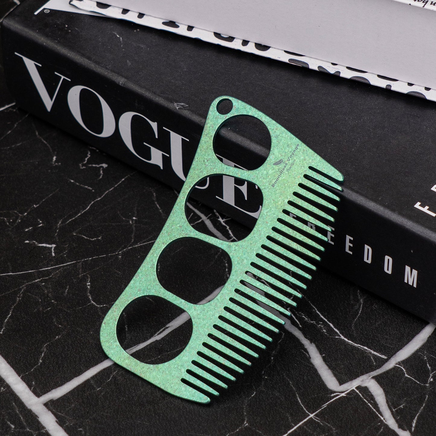 Boundless Voyage Titanium Crescent Comb – Hair & Beard Pocket Comb for Travel, EDC & Everyday Grooming