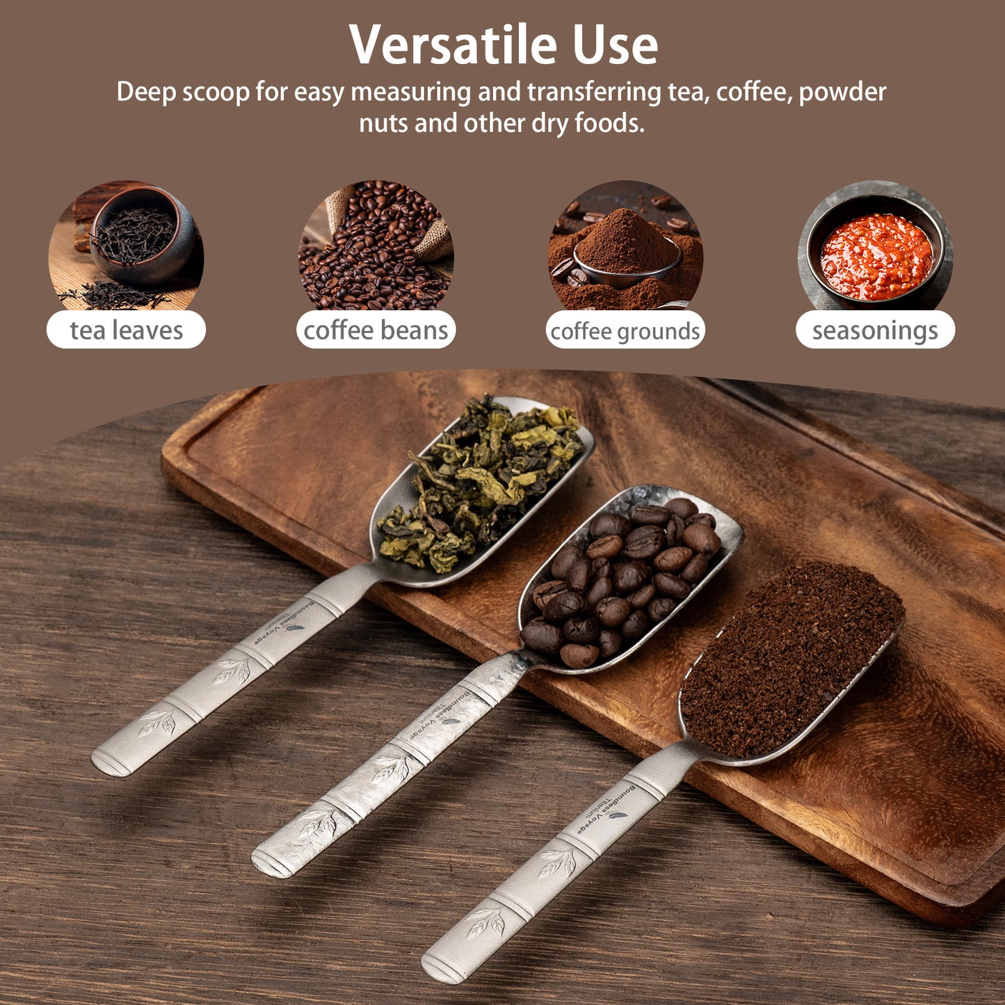 Boundless Voyage TA1 Titanium Spoon 2PCS– Ultralight Portable Camping Spoon for Hiking, Backpacking, Travel & Everyday Use