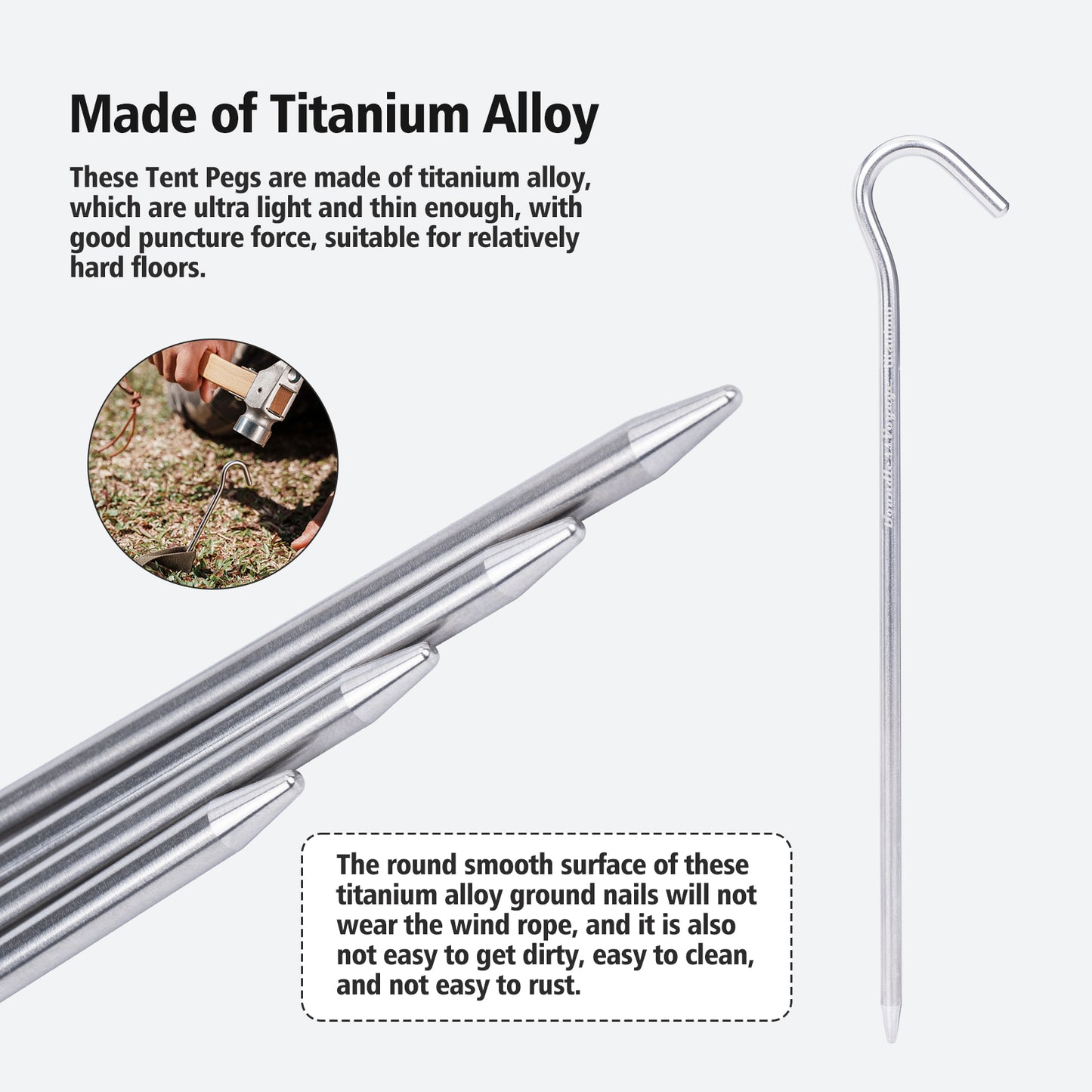 Boundless Voyage Heavy-Duty Titanium Tent Stakes 6pcs – Thickened Ultralight Camping Pegs for Hard Ground & Outdoor Use