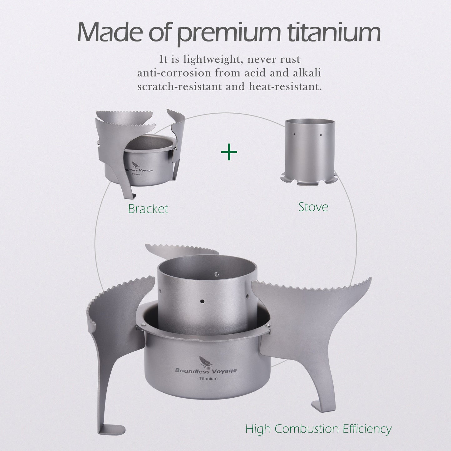 Boundless Voyage Titanium Alcohol Stove with Foldable Stand – Ultralight Spirit Burner for Camping, Backpacking & Outdoor Cooking