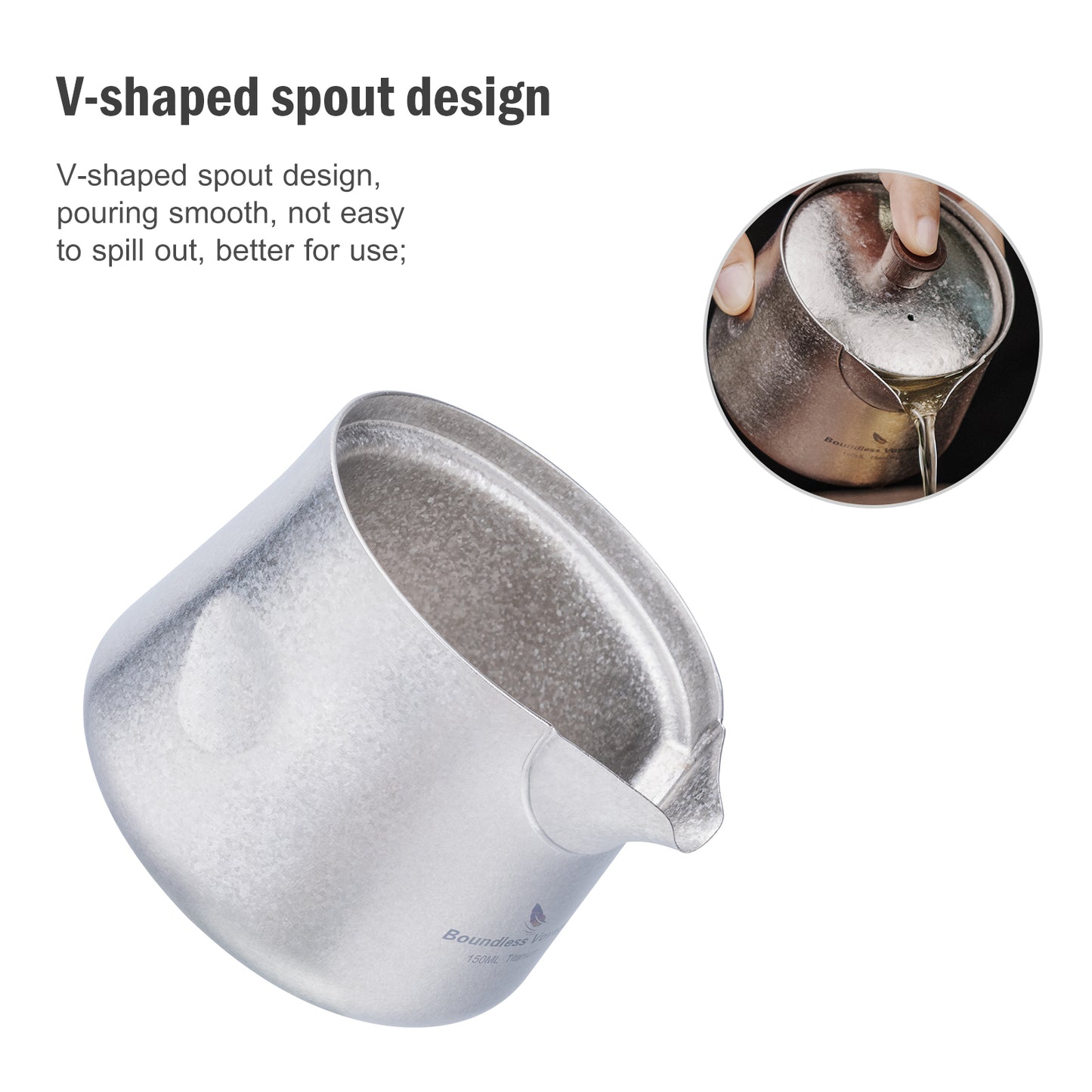 Boundless Voyage 150ml Titanium Double-Layer Tea Maker | 90g Ultralight Mini Teapot with Wood Handle | Anti-Scald Insulated Tea Mug for Solo Camping