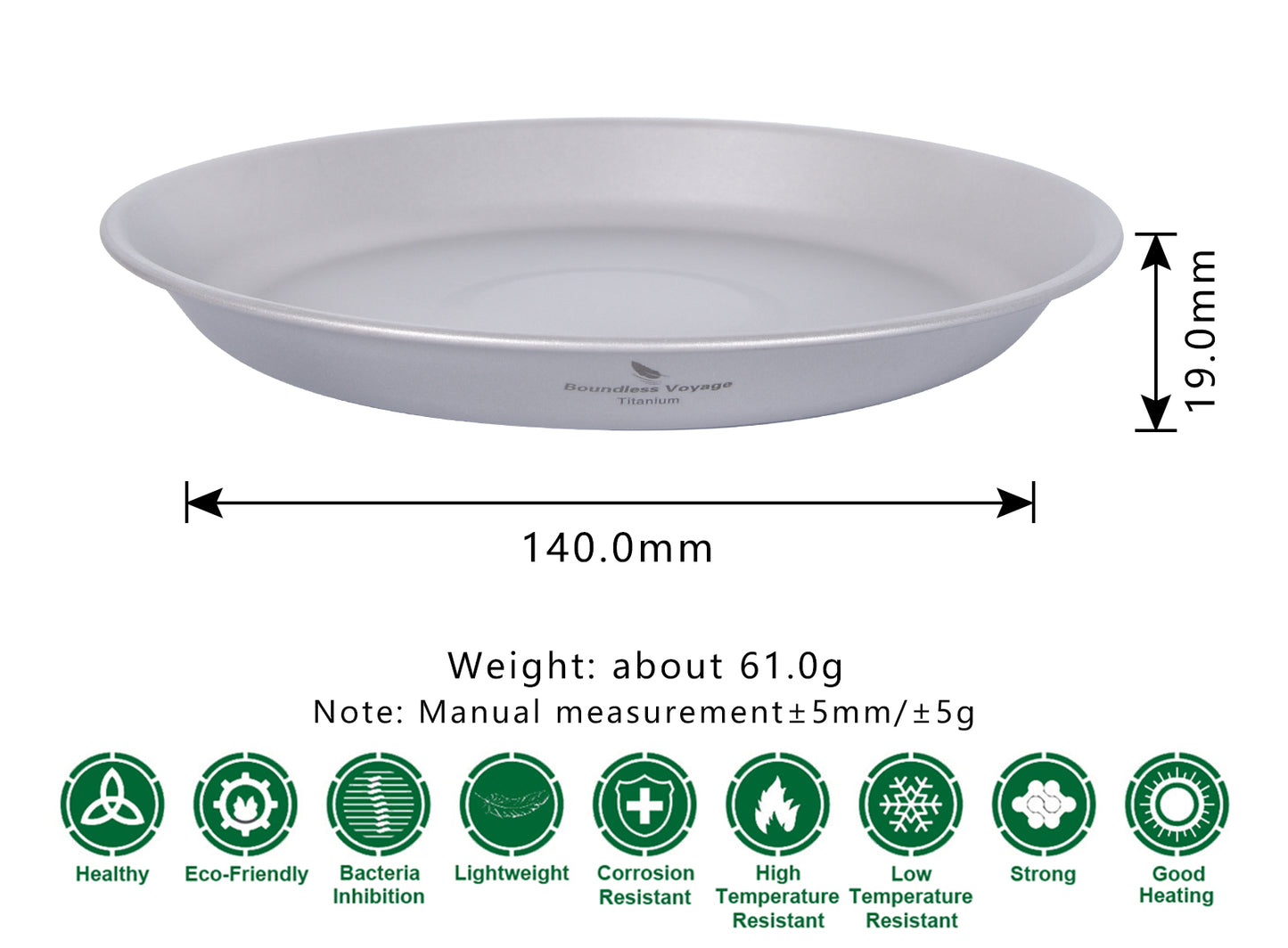 Boundless Voyage Titanium Pan Bowl Set with Carry Bag Outdoor Camping Dish Plate Tableware