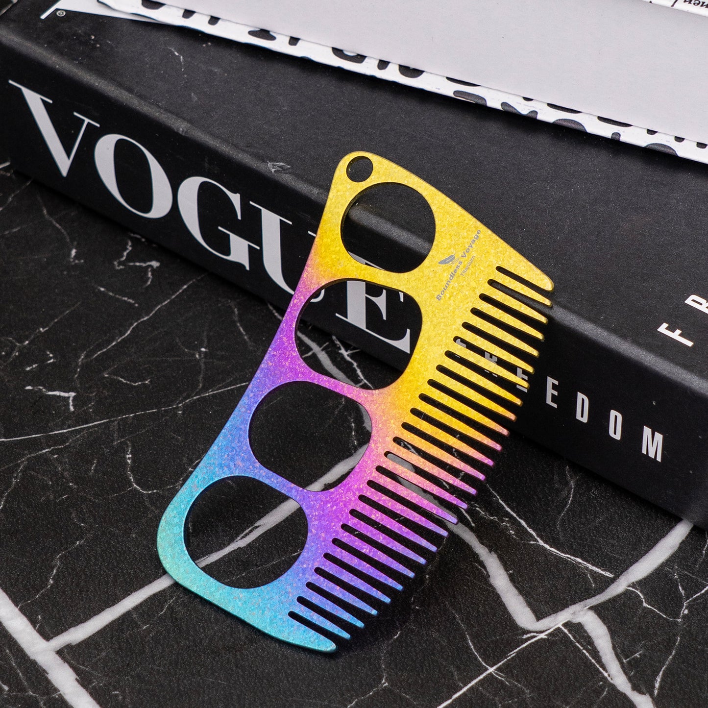 Boundless Voyage Titanium Crescent Comb – Hair & Beard Pocket Comb for Travel, EDC & Everyday Grooming