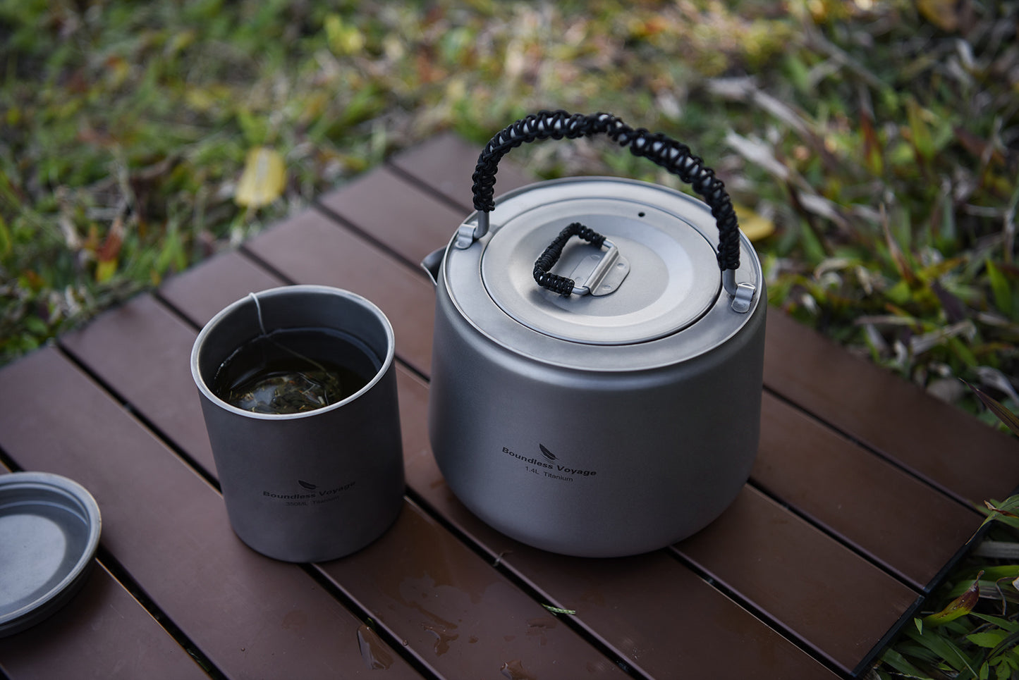 Boundless Voyage 1.4L Ultralight Titanium Kettle with Filter | Anti-Scald Handle & Lid | Perfect for Camping, Hiking, Tea & Coffee