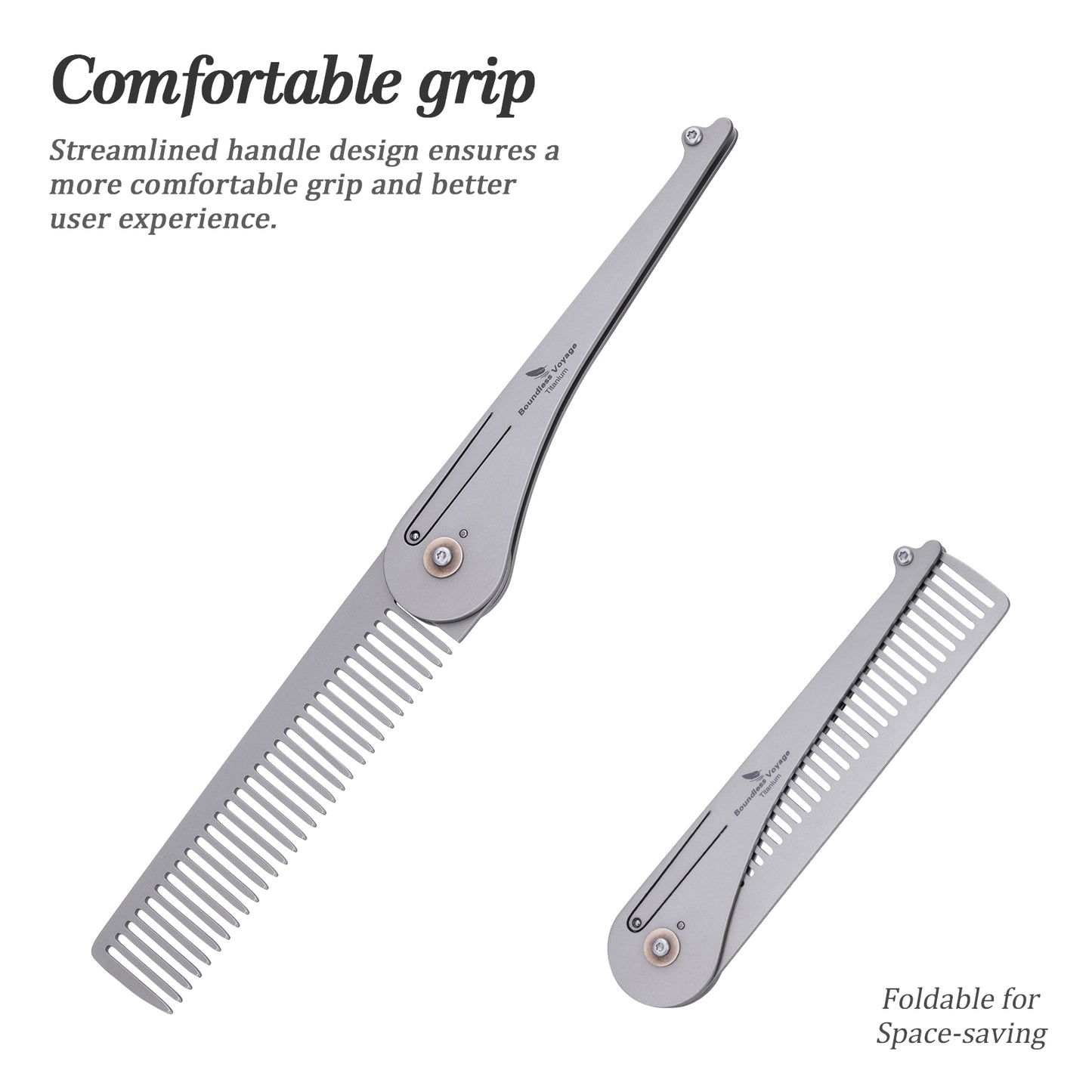 Boundless Voyage Titanium Foldable Comb – Portable EDC Pocket Comb for Travel, Camping & Everyday Grooming