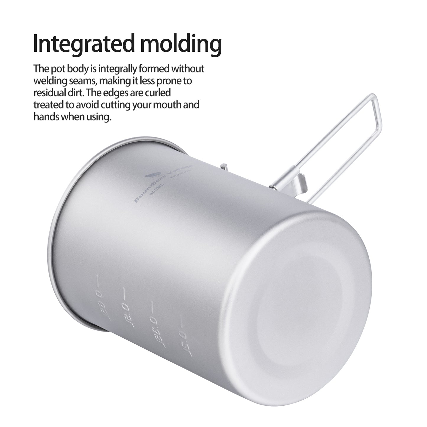 Boundless Voyage TA1 Titanium Outdoor Pot with Lid – Ultralight Folding Handle Camping, Hiking & Picnic Cookware