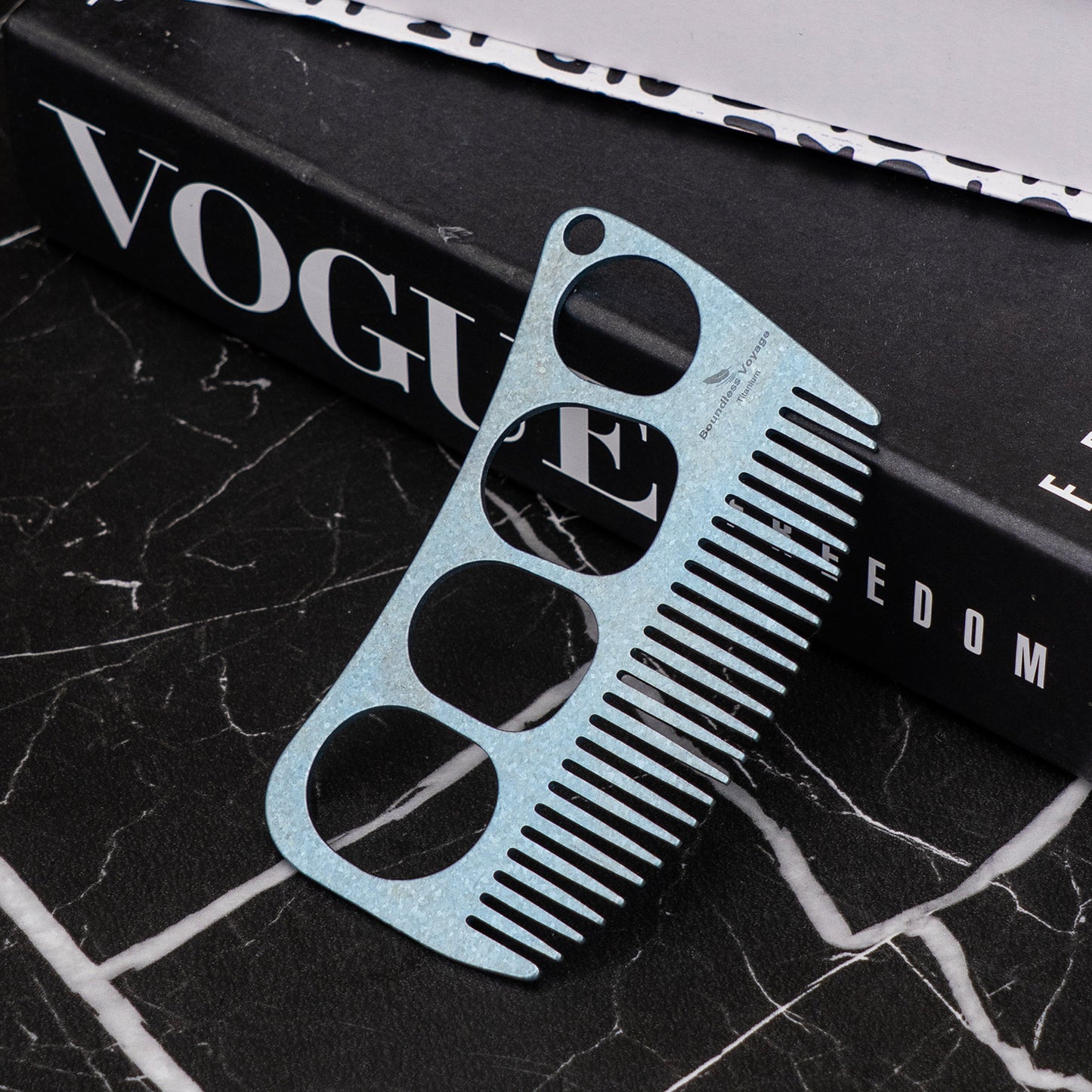 Boundless Voyage Titanium Crescent Hair & Beard Comb – Lightweight Unisex Grooming Tool for Home & Travel
