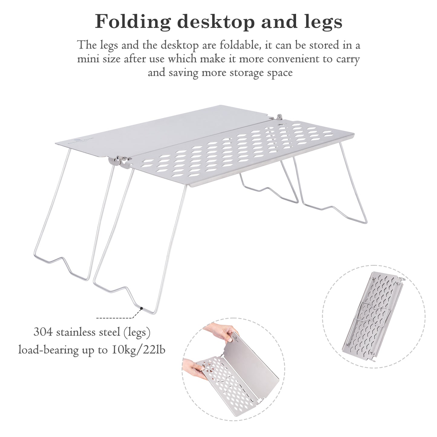 Boundless Voyage Titanium Folding Camping Table with Legs Outdoor Tableware Suitable for Picnic Camping Outdoor Hiking