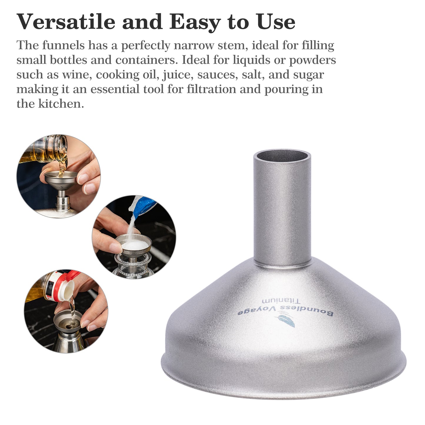Boundless Voyage Titanium Funnel Ultralight Food-Grade Pouring Tool for Camping  Travel & Home Use