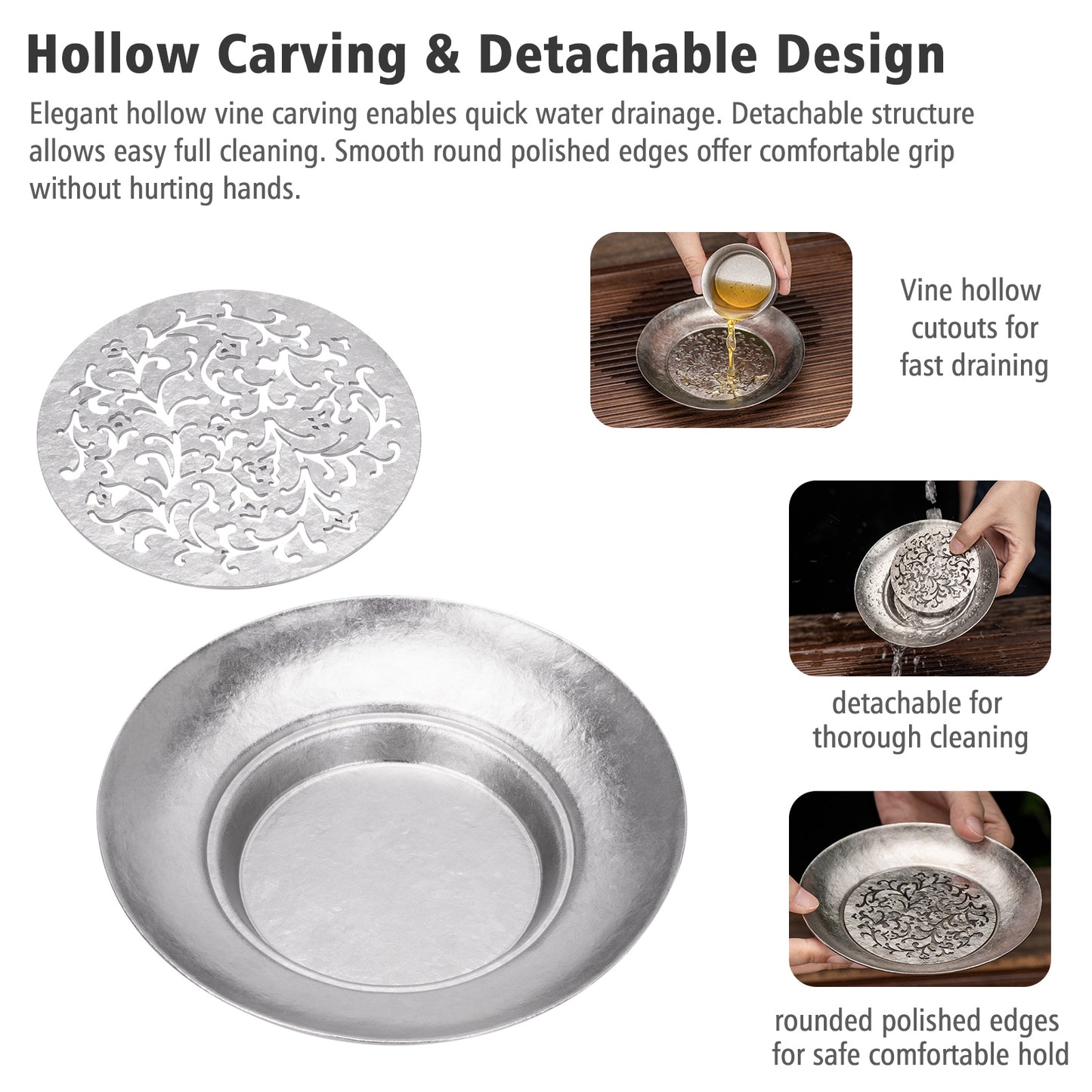 Boundless Voyage Titanium Tea Tray – Detachable Gongfu Tea Drain Tray with Water Storage for Home, Office & Travel