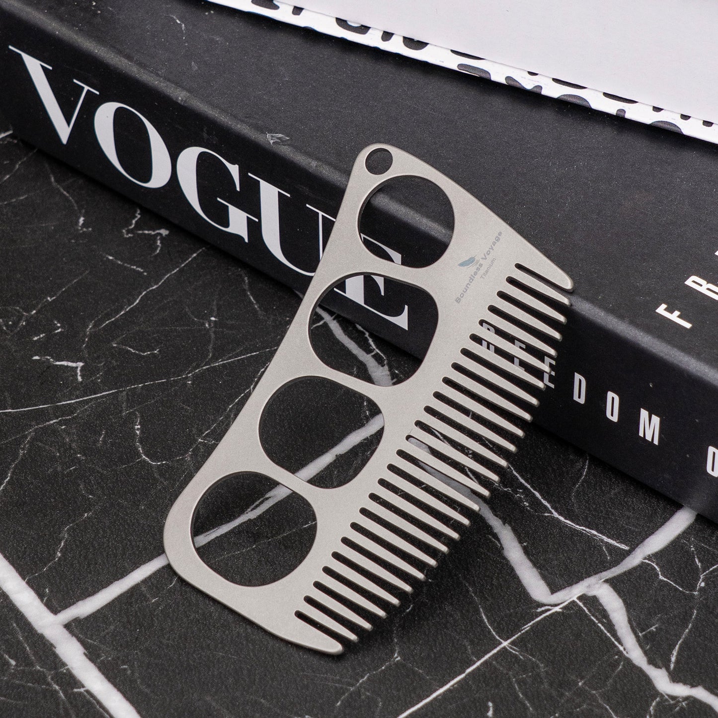 Boundless Voyage Titanium Crescent Hair & Beard Comb – Lightweight Unisex Grooming Tool for Home & Travel